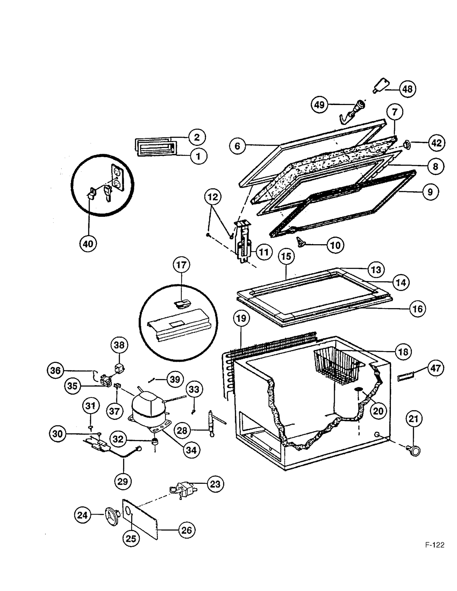 FREEZER Diagram and Parts List for 80860  General Electric Freezer