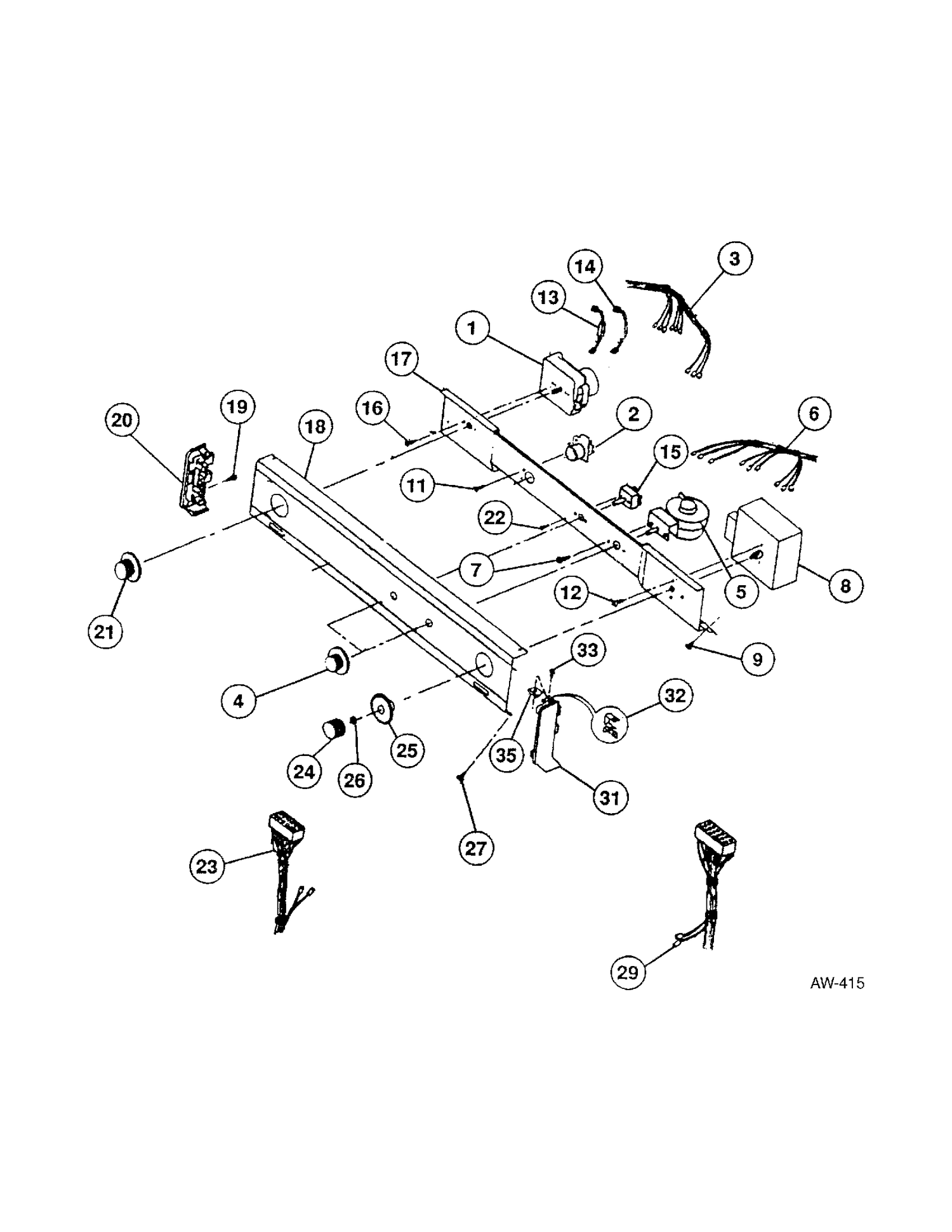 CONTROL PANEL Diagram and Parts List for 52270-W2  General Electric Washer