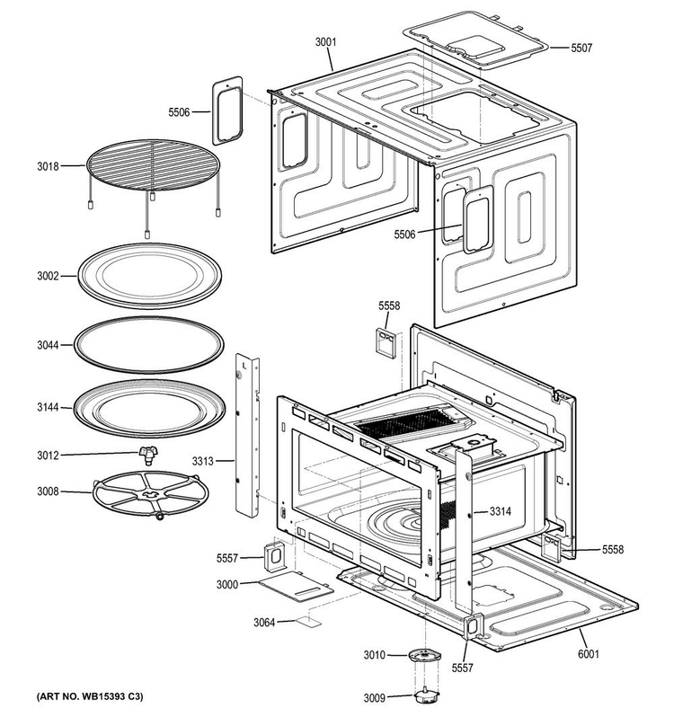 Oven Cavity Parts Diagram and Parts List for CT9800SH3SS  General Electric Microwave Oven Combo