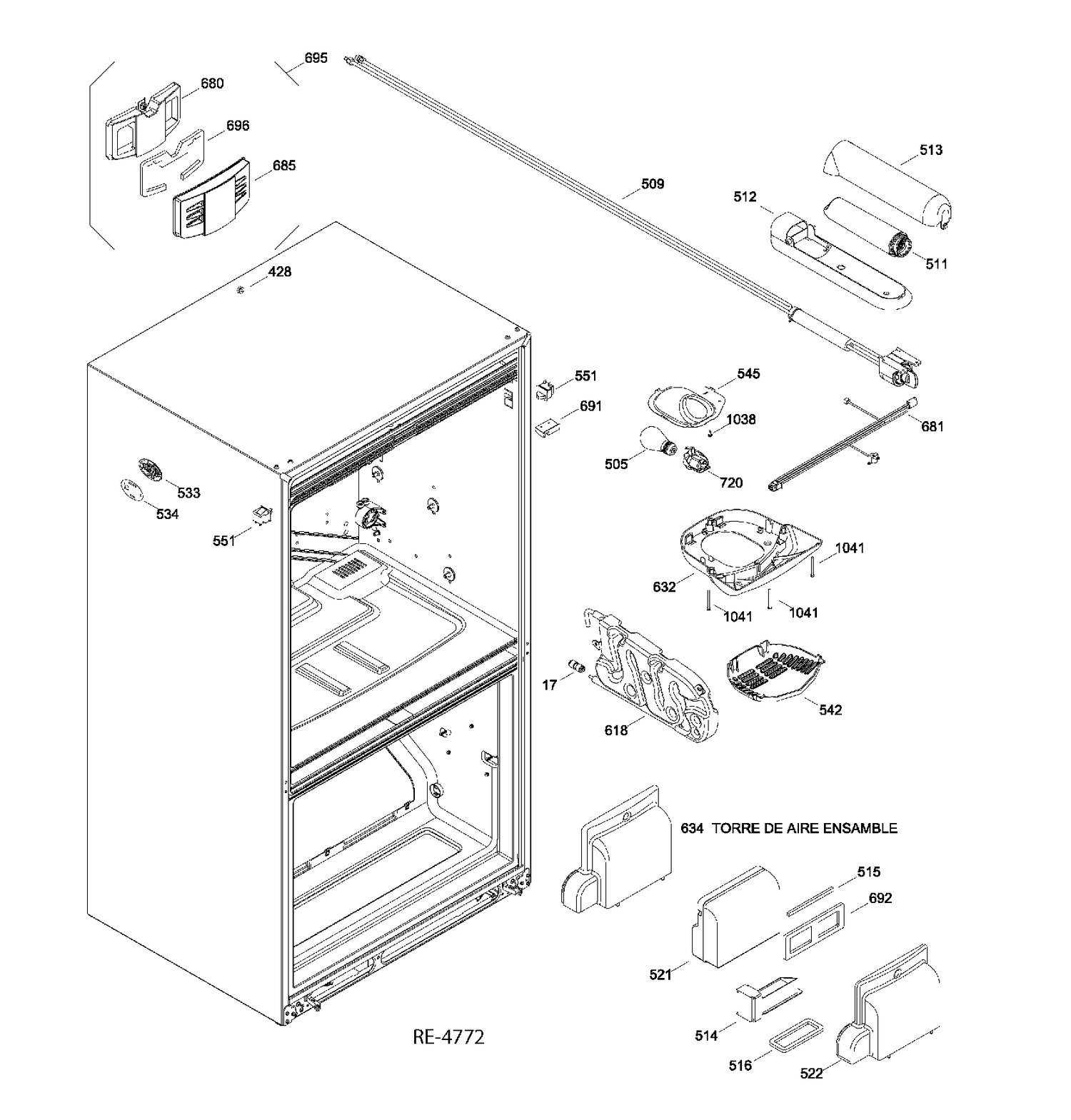 FUNCTIONAL PARTS FRESH FOOD Diagram and Parts List for PFRS2MJXBSS  General Electric Refrigerator