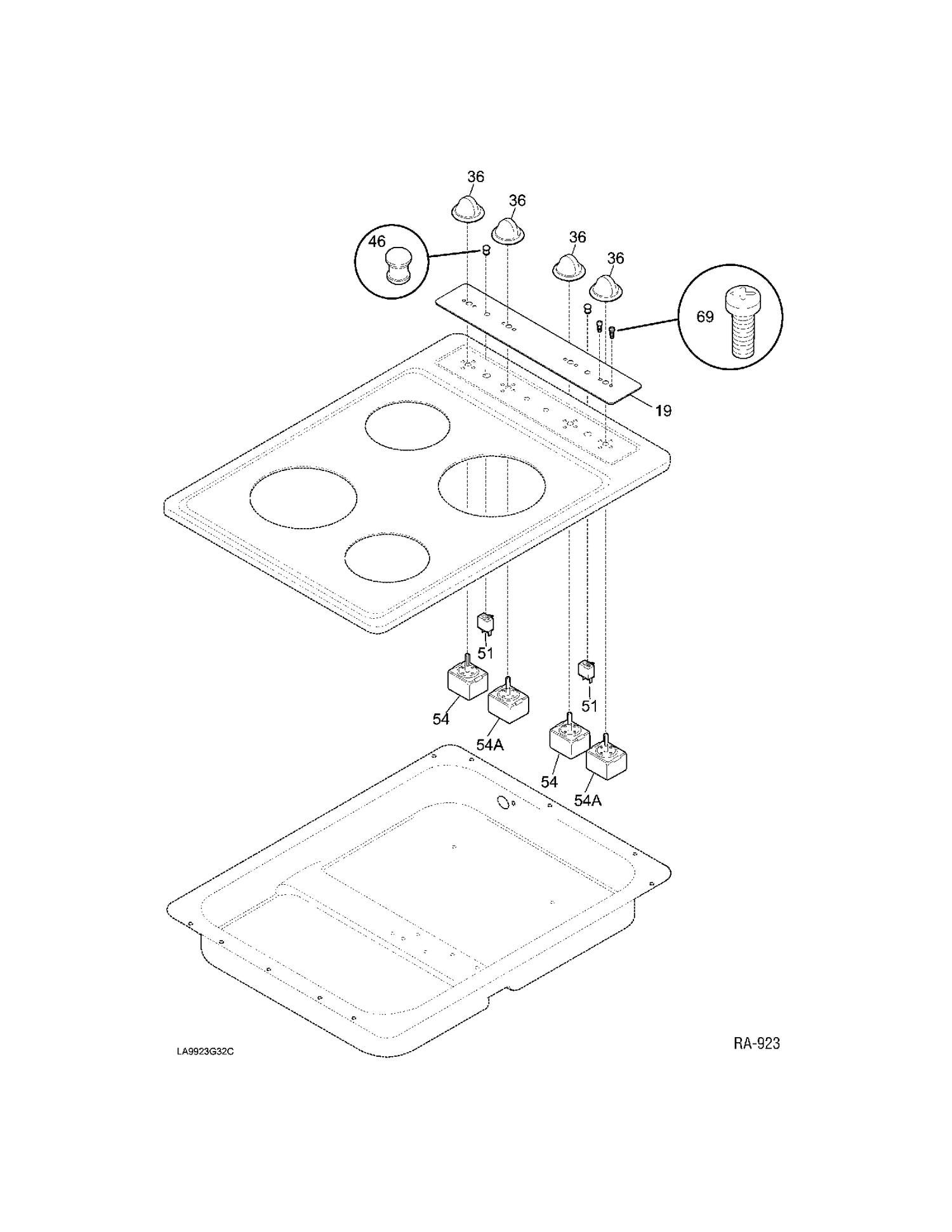 CONTROL PANEL Diagram and Parts List for GCF3100SB-6  General Electric Range