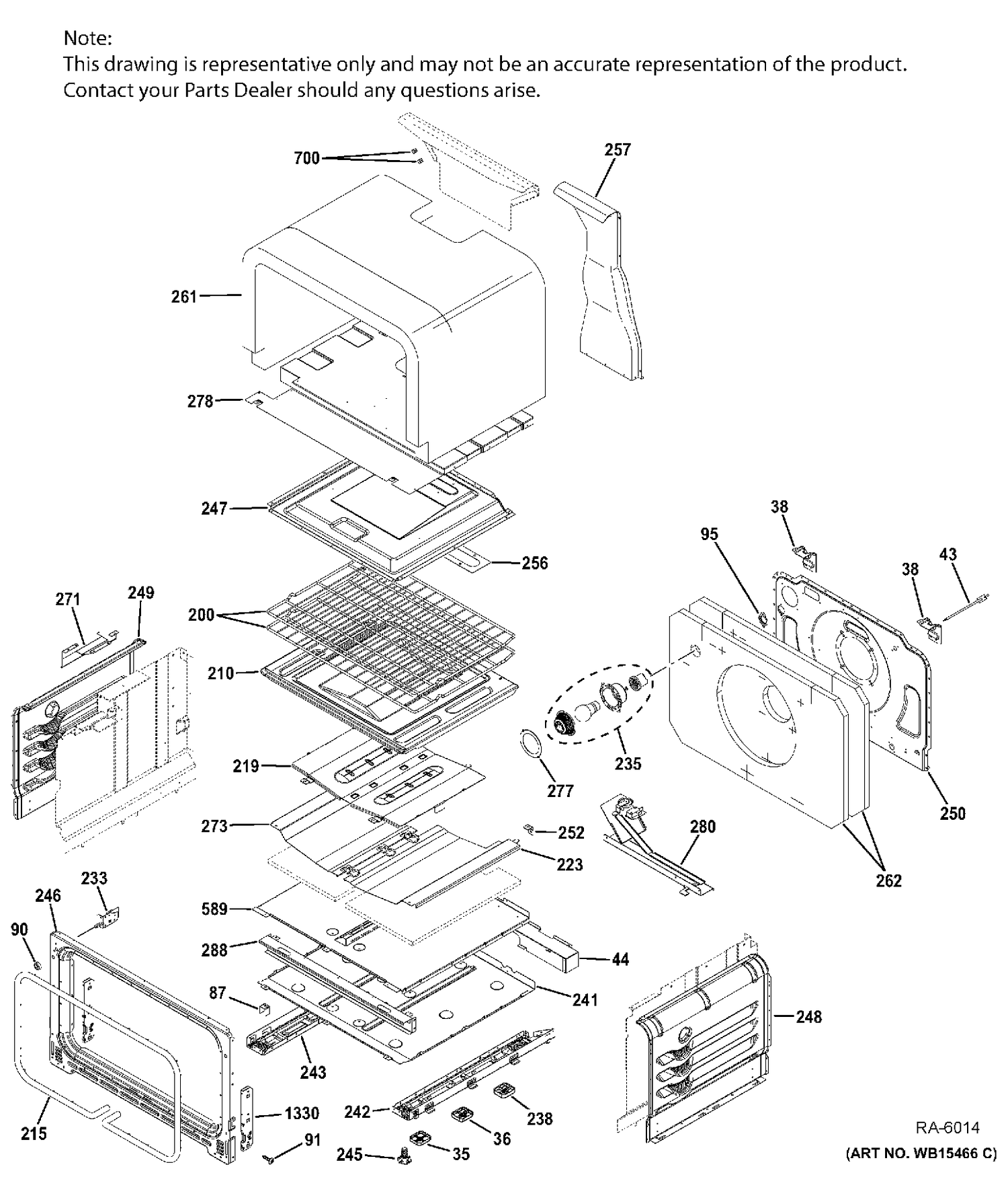 LOWER OVEN Diagram and Parts List for JCGB860SEJ1SS  General Electric Range