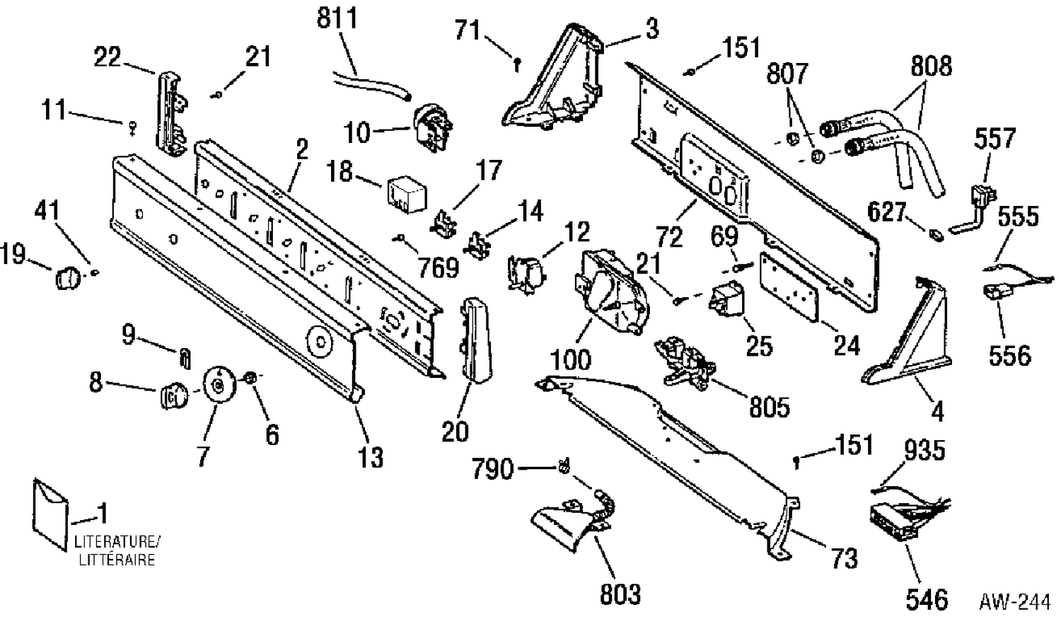 CONTROL PANEL Diagram and Parts List for 51451Y2WW  General Electric Washer