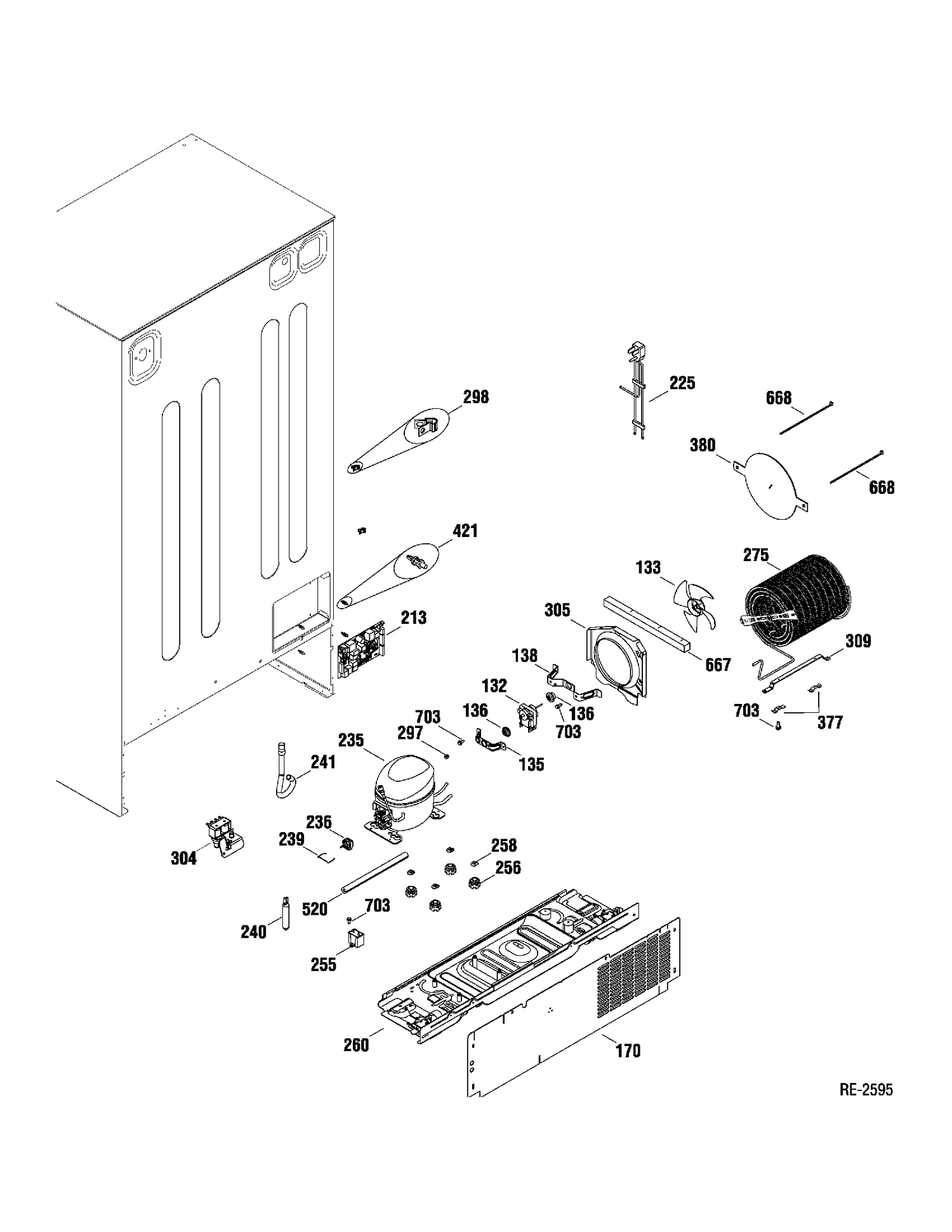 SYSTEM PARTS Diagram and Parts List for DSR25UGTABB  General Electric Refrigerator