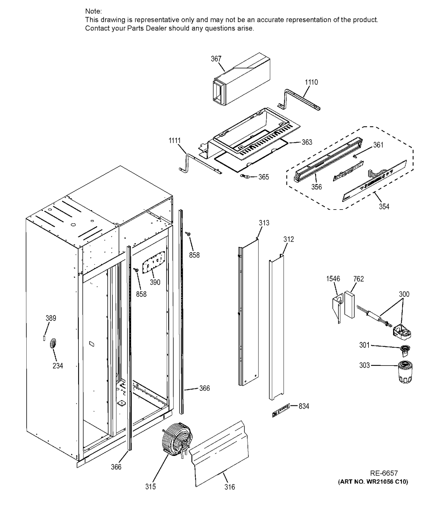 FRESH FOOD SECTION Diagram and Parts List for ZISB480DHC  General Electric Refrigerator