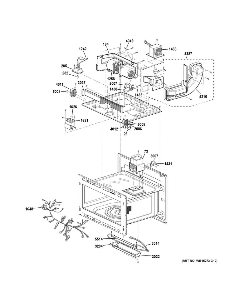 Insulator Parts Diagram and Parts List for PWB7027SL1SS  General Electric Microwave