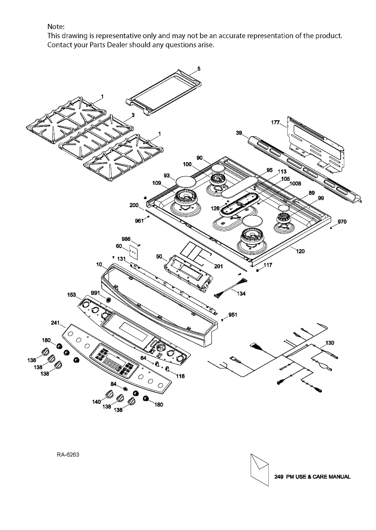 CONTROL PANEL & COOKTOP Diagram and Parts List for PCGS910SEF2SS  General Electric Range