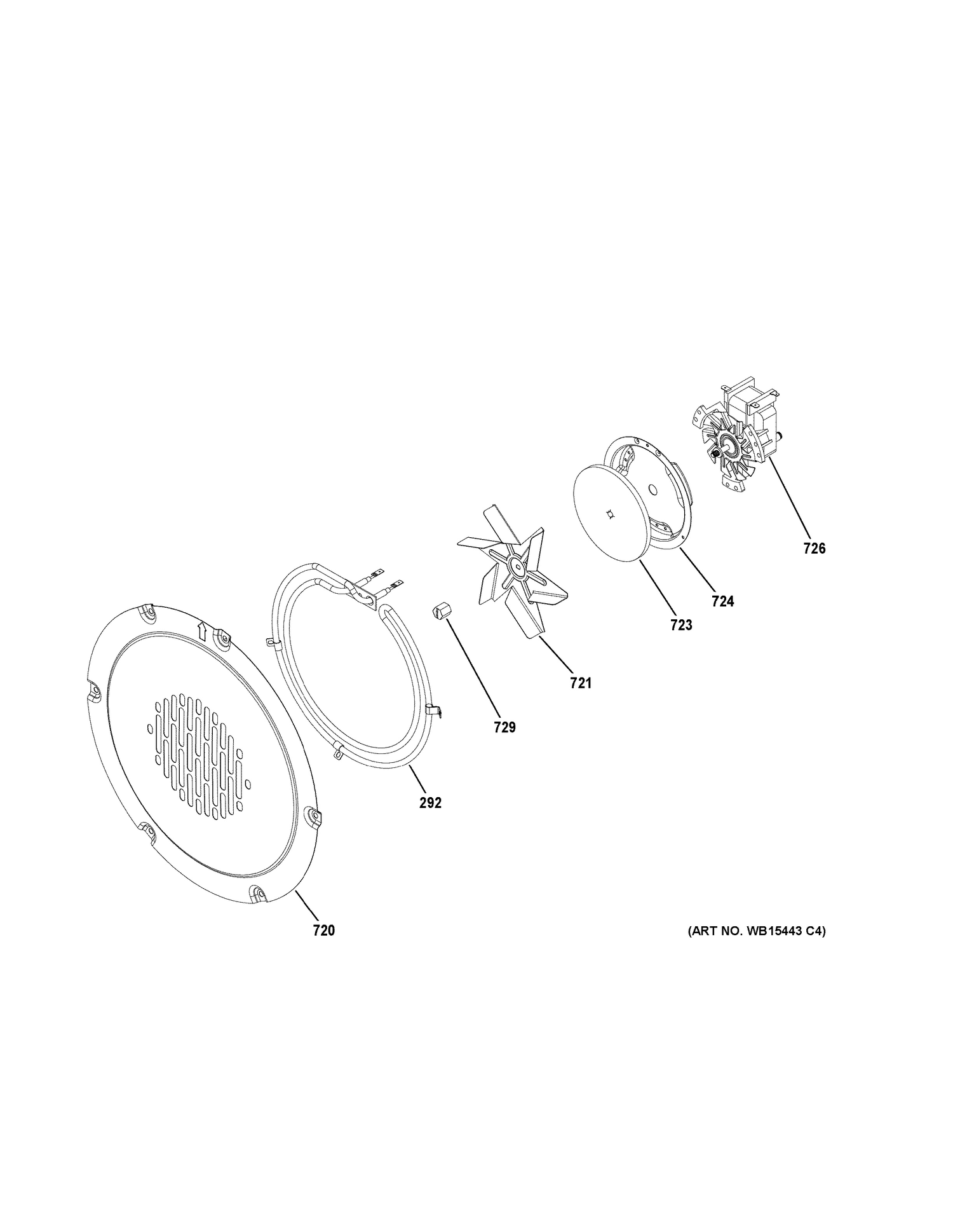 CONVECTION FAN Diagram and Parts List for CGS986EEL1DS  General Electric Range