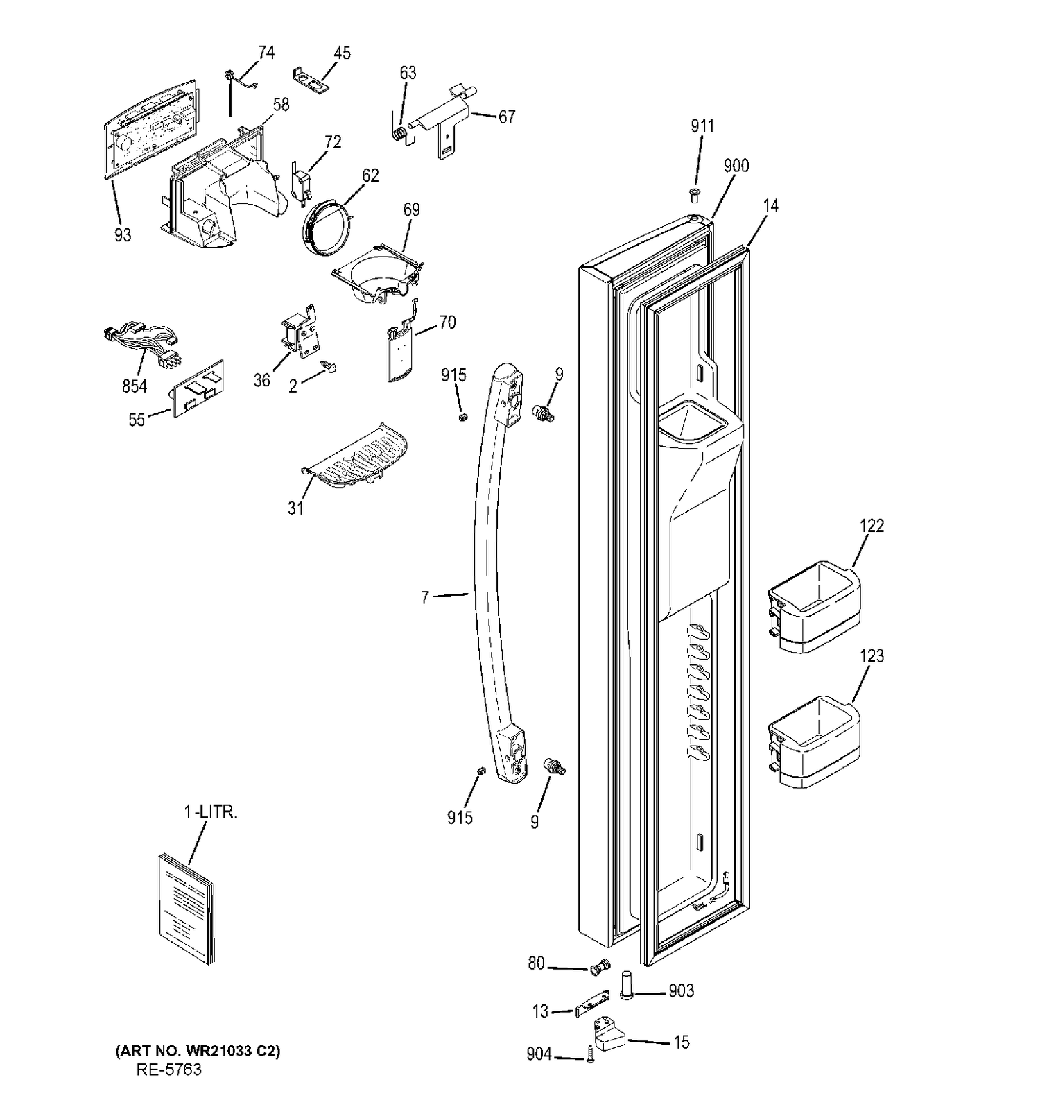 FZ DOOR Diagram and Parts List for PSE26KGECEWW  General Electric Refrigerator