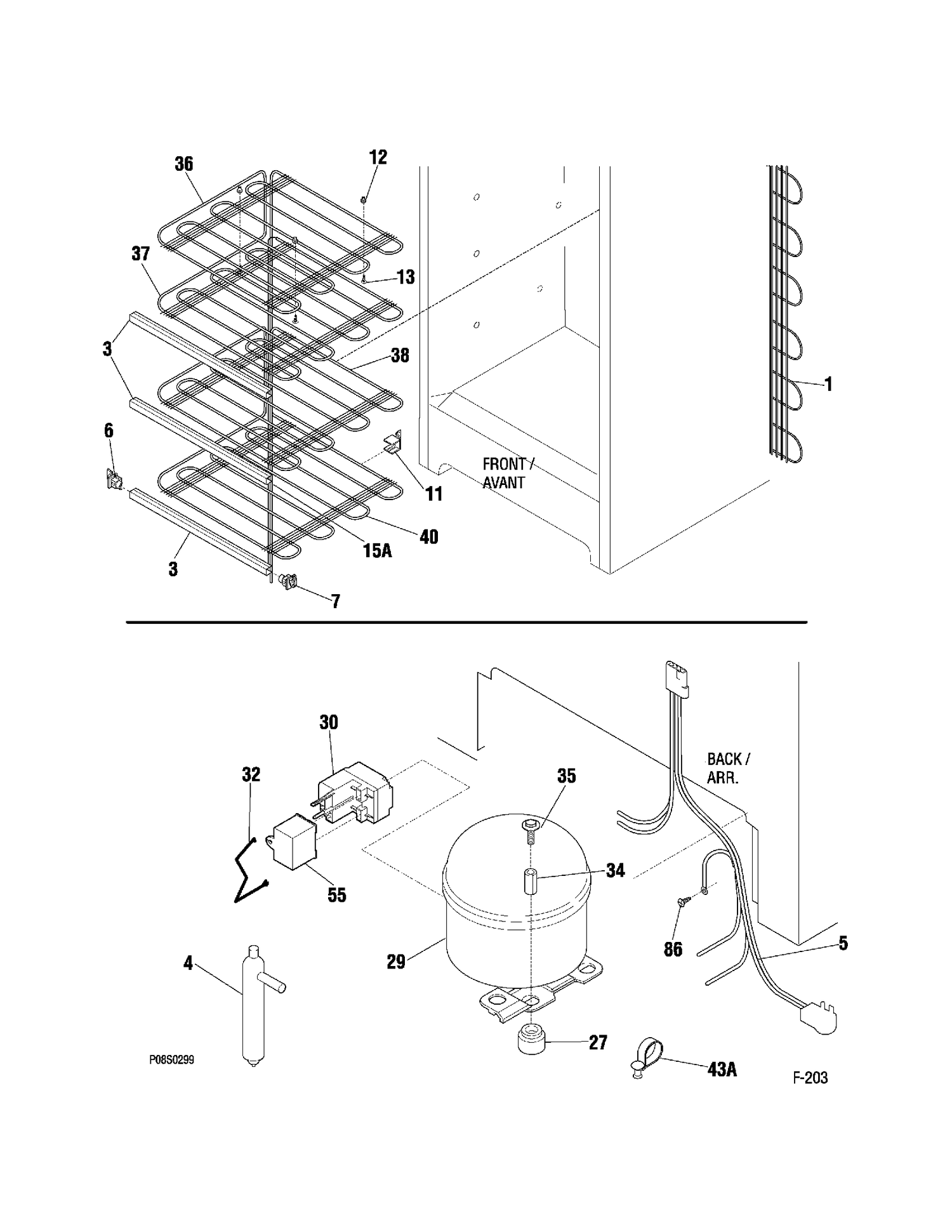 ELECTRICAL & SYSTEM Diagram and Parts List for 87110-0  General Electric Freezer