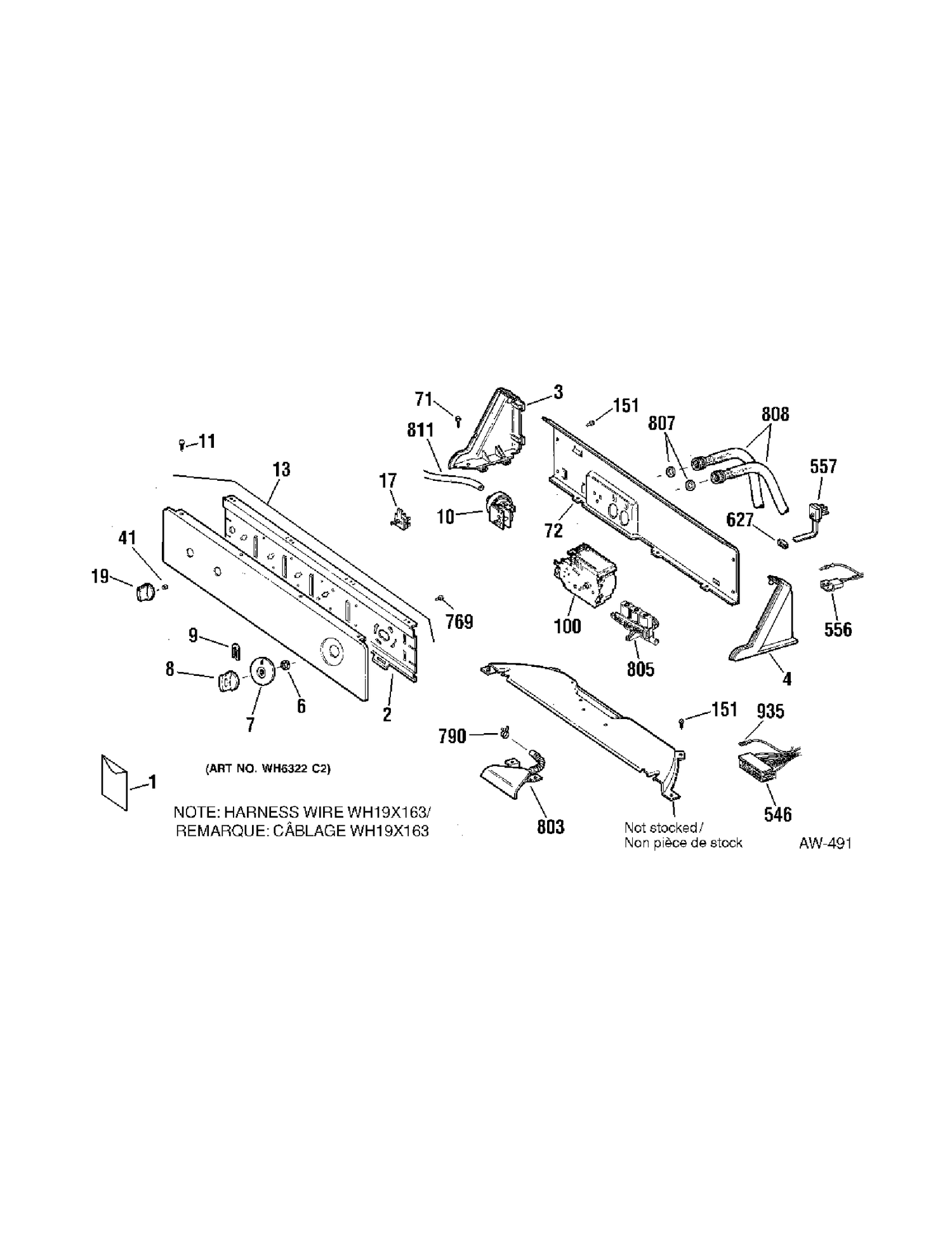 CONTROLS Diagram and Parts List for 57431D0WW  General Electric Washer