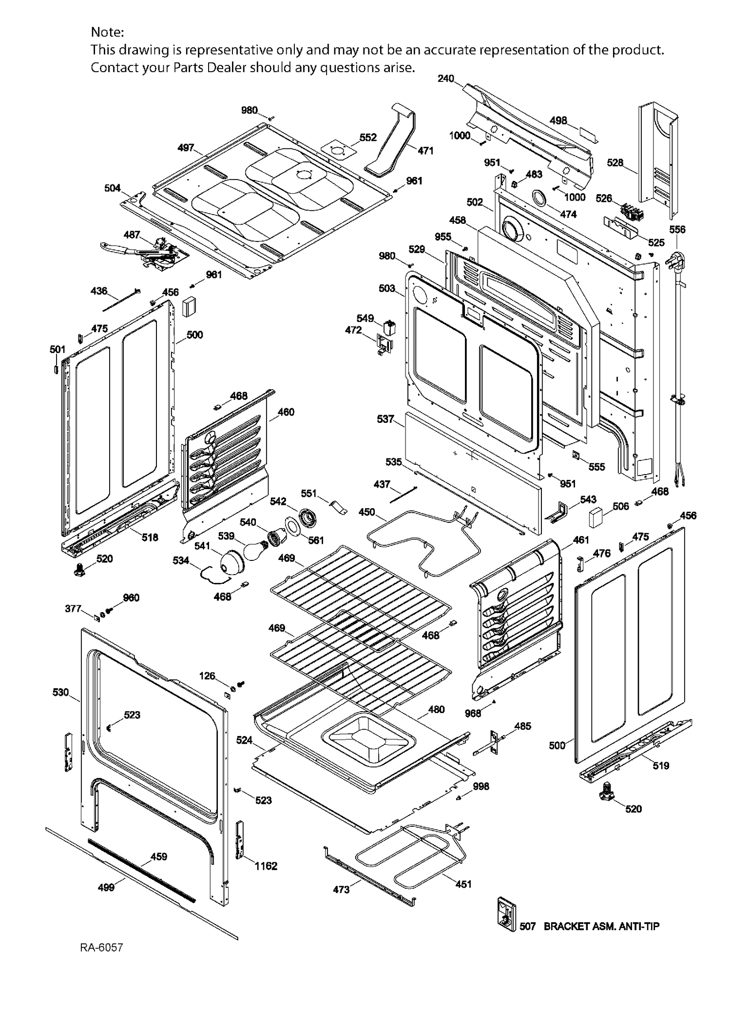 BODY PARTS Diagram and Parts List for JCB635SJ2SS  General Electric Range
