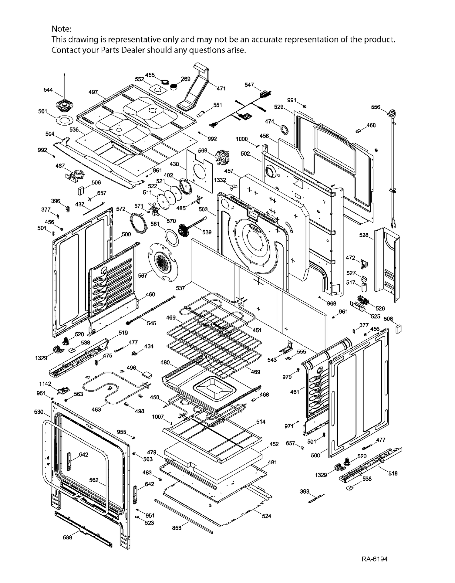 BODY PARTS Diagram and Parts List for PCB940SK1SS  General Electric Range