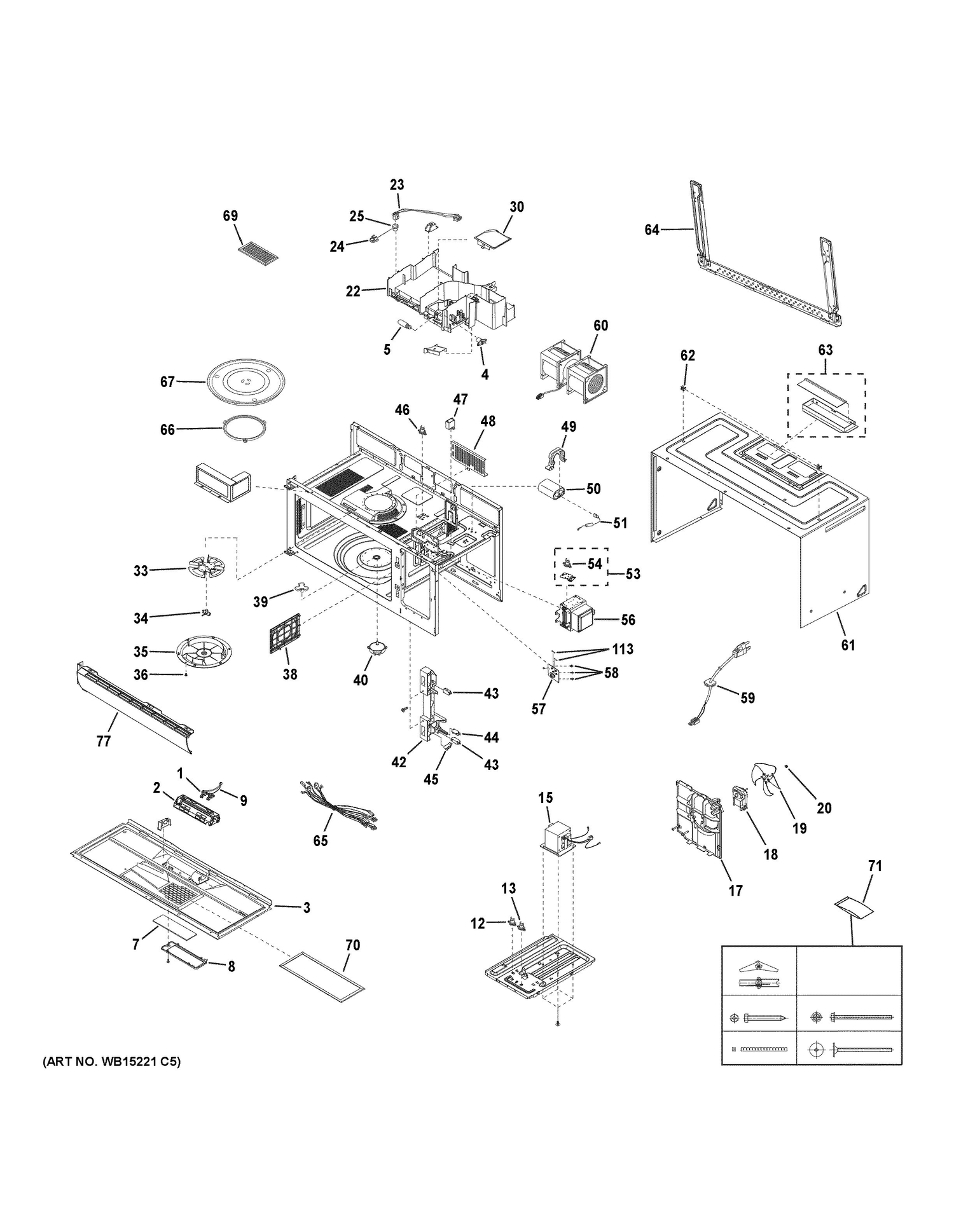 OVEN CAVITY PARTS Diagram and Parts List for JVM6172SK2SS  General Electric Range