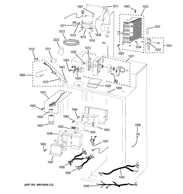 Machine Compartment Diagram and Parts List for PSB42YPHASV  General Electric Refrigerator
