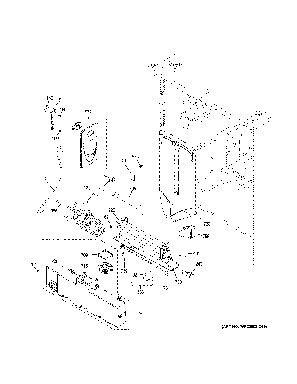 Fresh food section Diagram and Parts List for CWE23SP4MEW2  General Electric Refrigerator