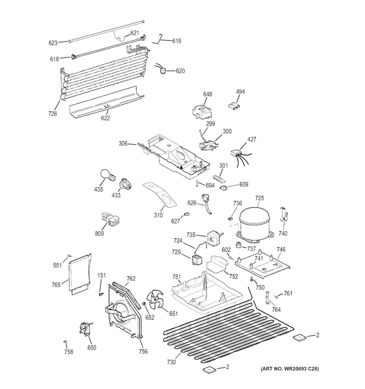 Unit Parts Diagram and Parts List for HTR16BBEMRWW  Hotpoint Refrigerator