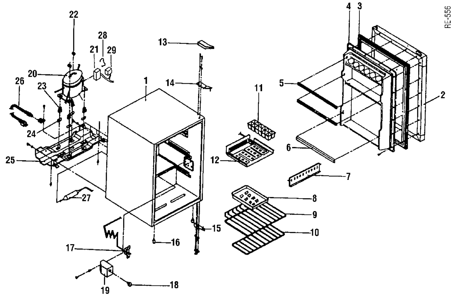 UNIT PARTS Diagram and Parts List for FR-091  General Electric Refrigerator