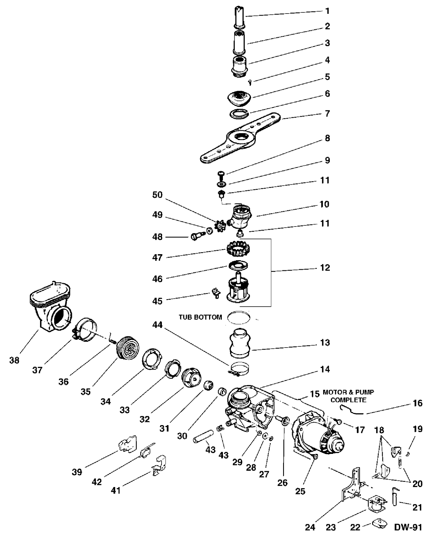PUMP & MOTOR ASM. Diagram and Parts List for GMB4330KD147  General Electric Dishwasher