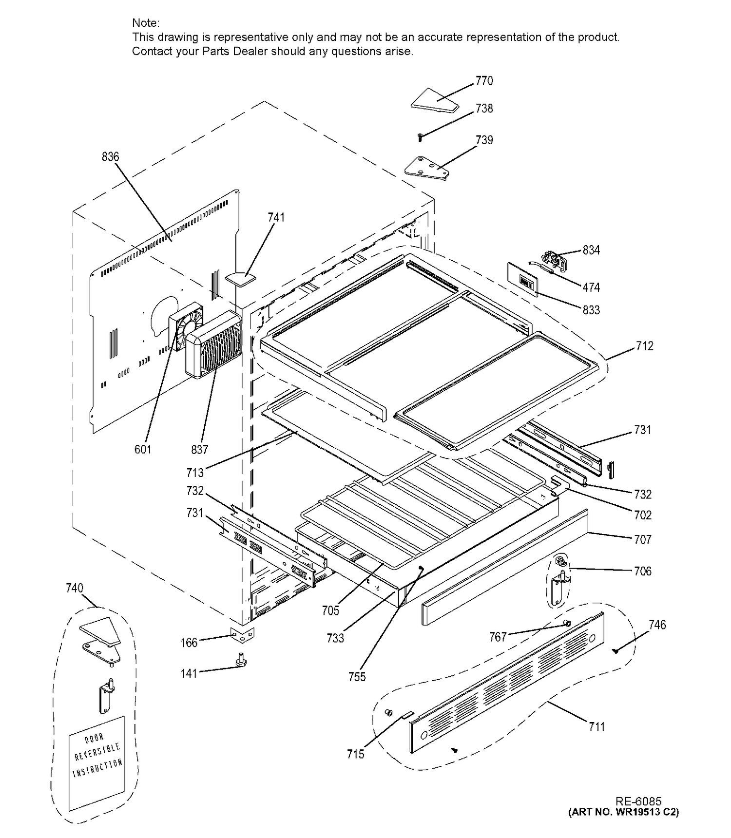 CABINET & SHELVES Diagram and Parts List for ZDBR240HABS  General Electric Refrigerator