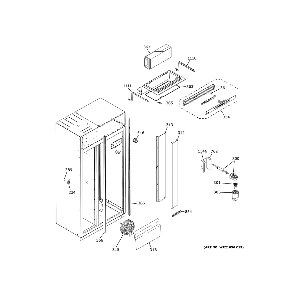 Fresh Food Section Diagram and Parts List for ZISS360DNMSS  General Electric Refrigerator
