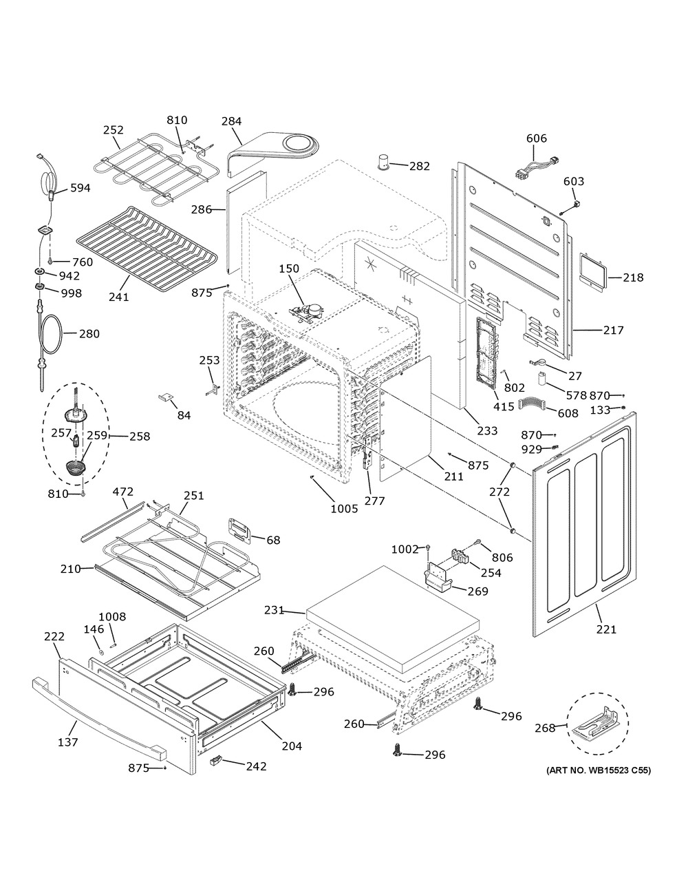Body Parts Diagram and Parts List for PHS930YPAFS  General Electric Range