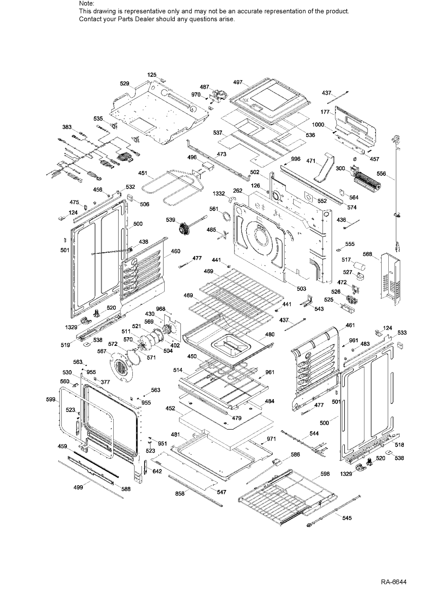 BODY PARTS Diagram and Parts List for PCS940EJ2ES  General Electric Range