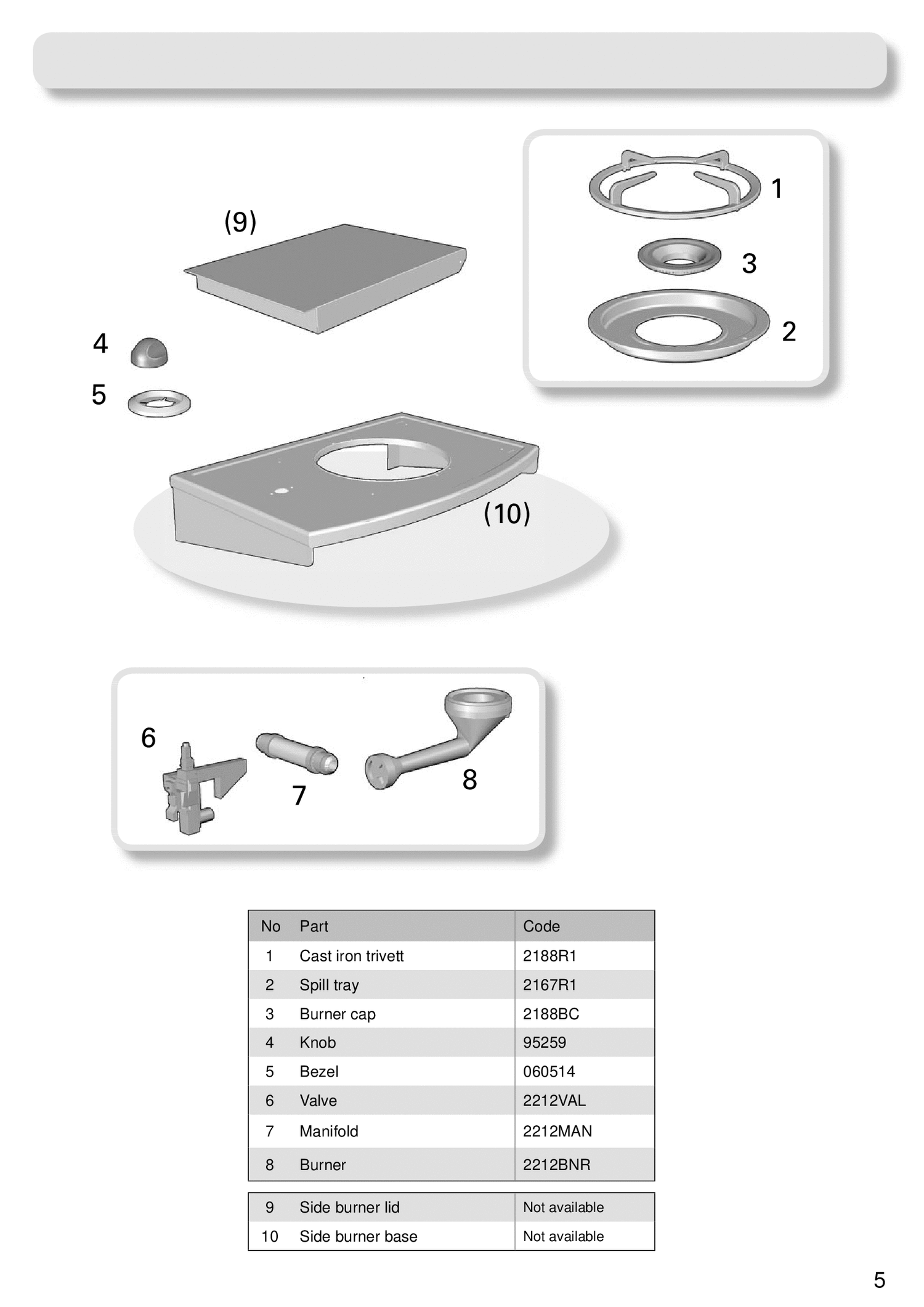SIDE BURNER Diagram and Parts List for BEFDISCOVERY  General Electric Grill