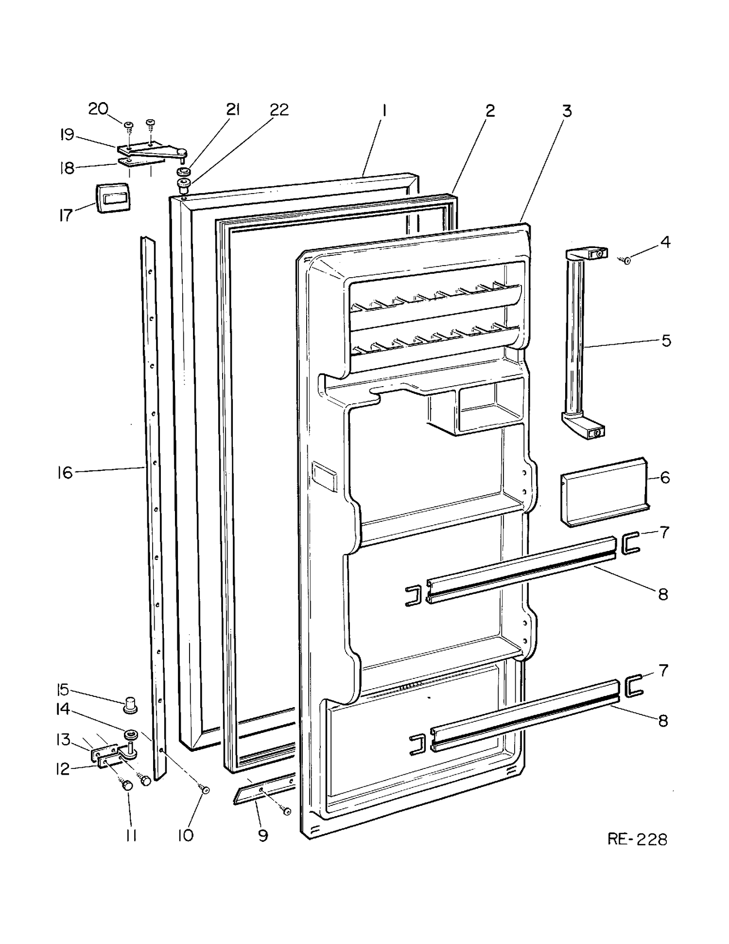 DOOR GROUP Diagram and Parts List for 34100  General Electric Refrigerator