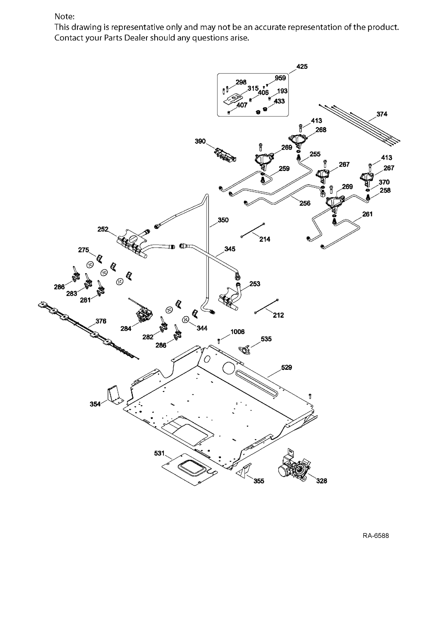 GAS & BURNER Diagram and Parts List for PC2S910SEF3SS  General Electric Range