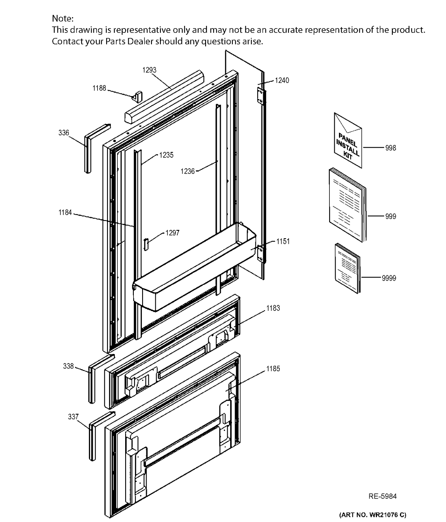 DOORS Diagram and Parts List for ZIC30GNHAII  General Electric Refrigerator