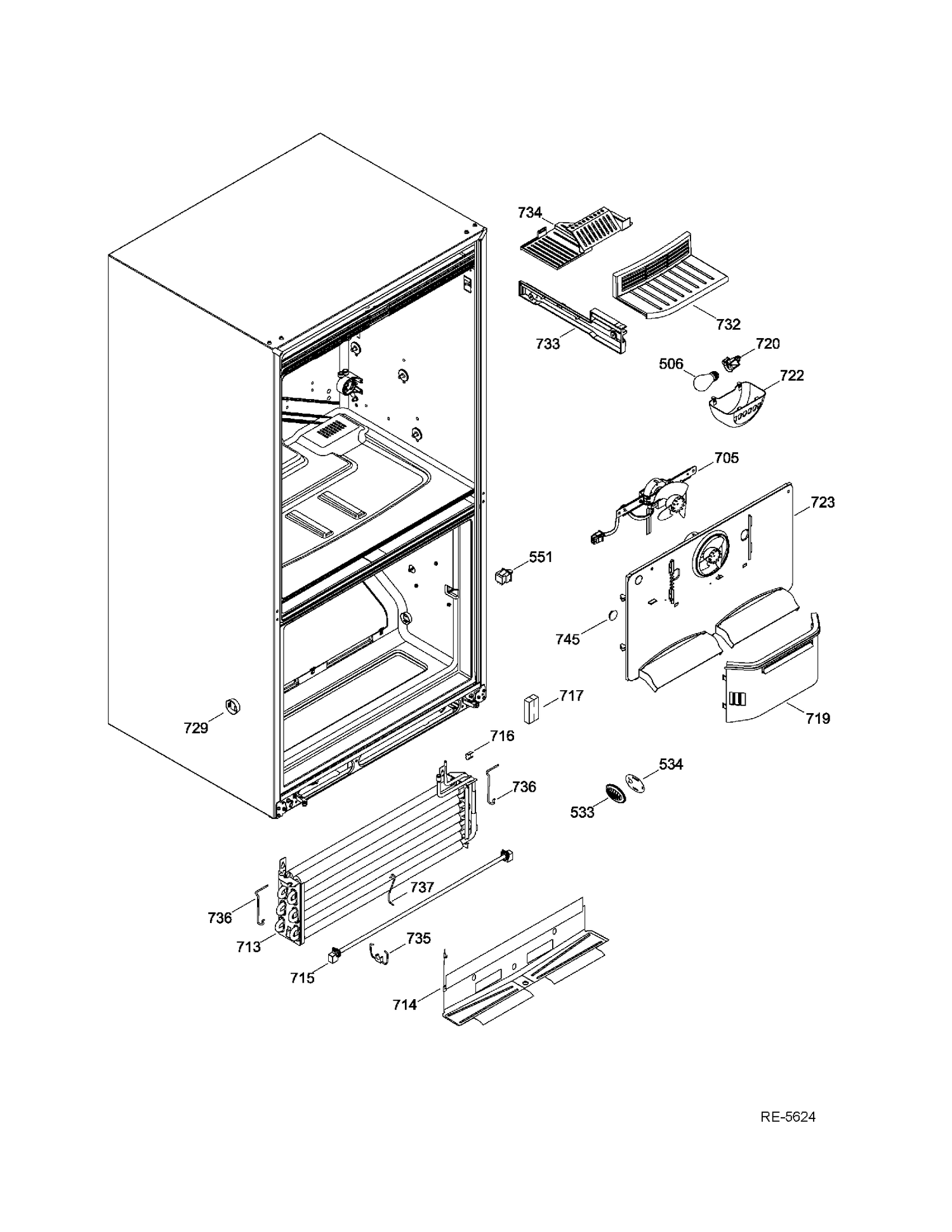 FZ FUNCTIONAL PARTS Diagram and Parts List for GDR20DTEARBB  General Electric Refrigerator