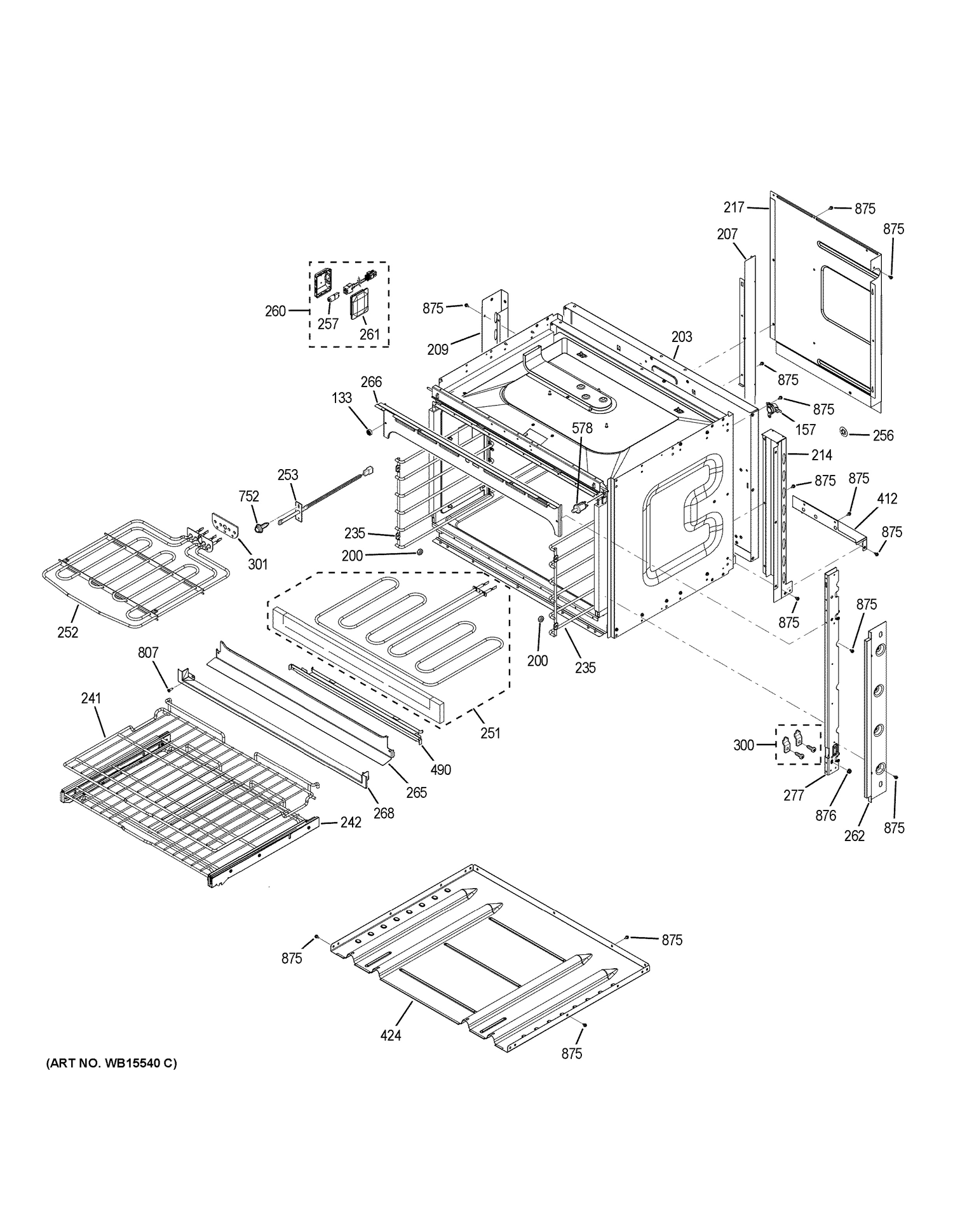 BODY PARTS Diagram and Parts List for PK7000DF6WW  General Electric Wall Oven
