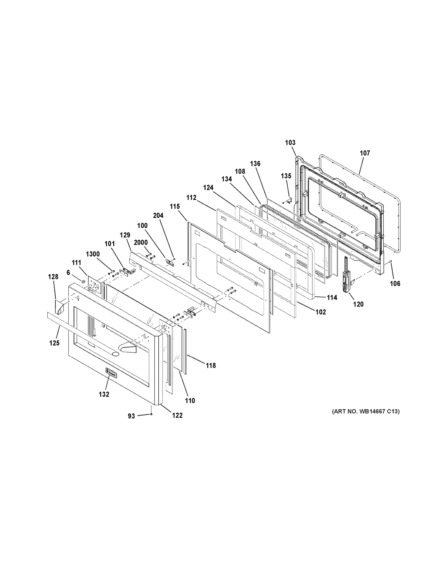 LARGE DOOR ASSEMBLY Diagram and Parts List for ZGP486LRR4SS  General Electric Range