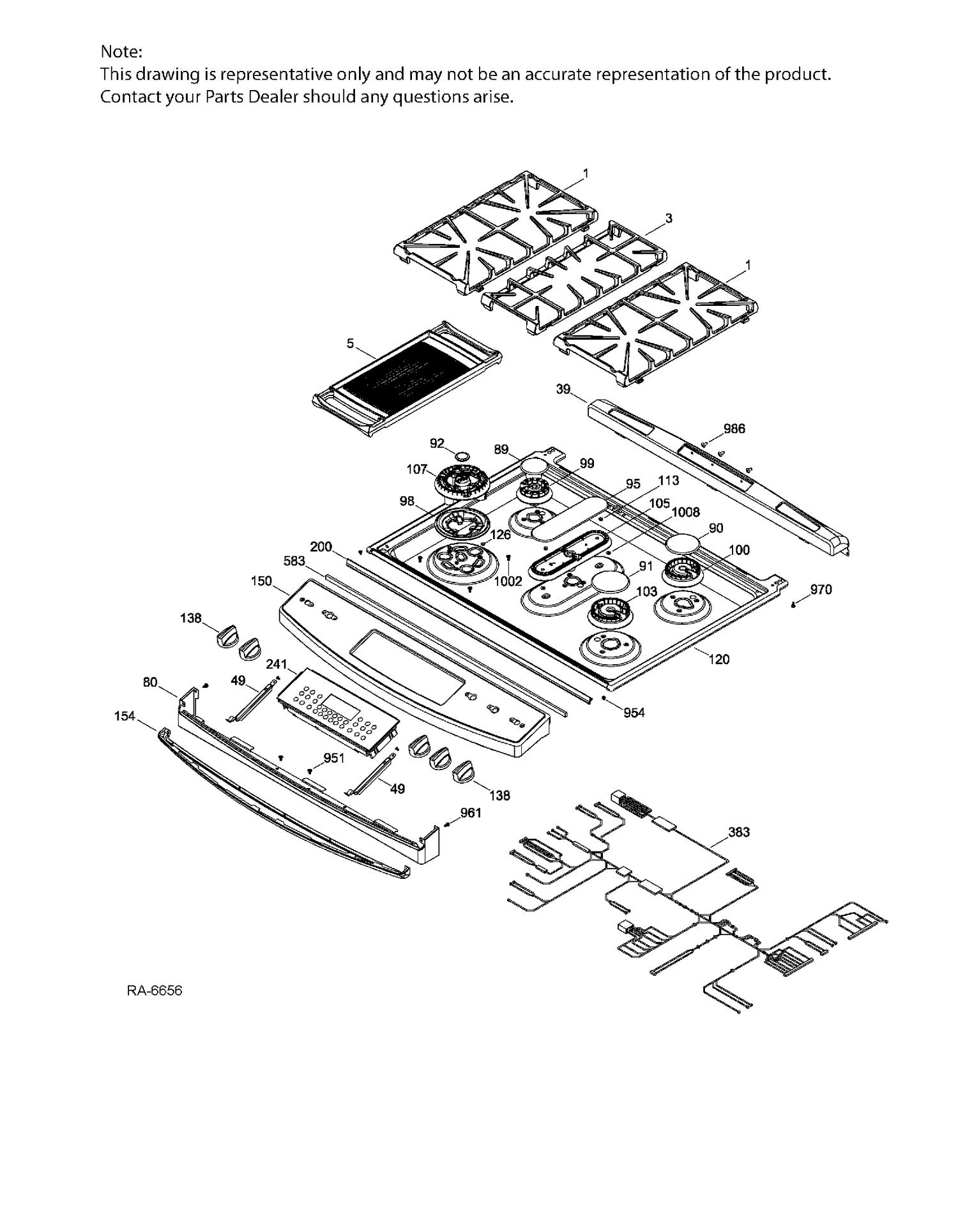 CONTROL PANEL & COOKTOP Diagram and Parts List for PC2S920EEJ3ES  General Electric Range