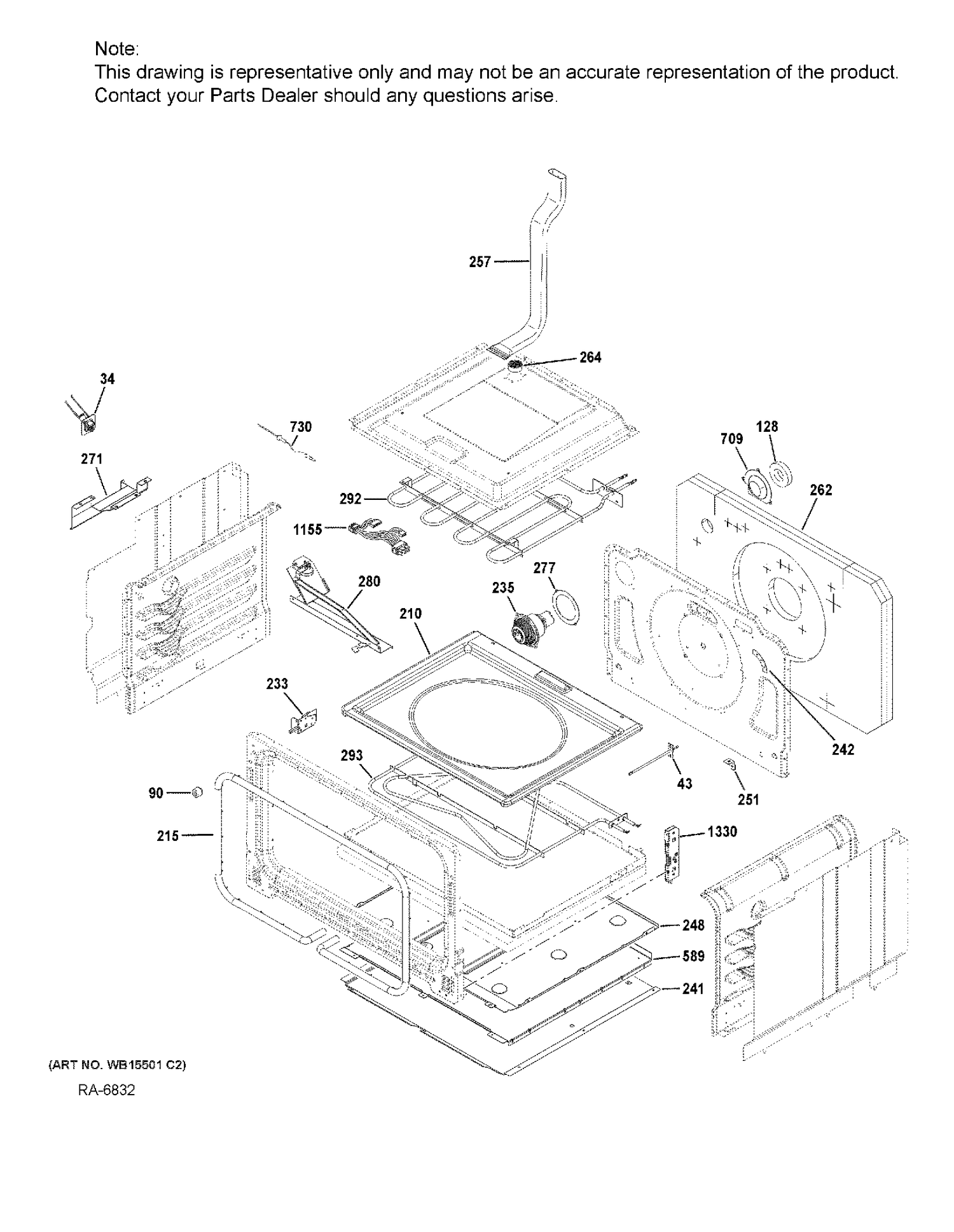 LOWER OVEN Diagram and Parts List for CC2S995SEL1SS  General Electric Range