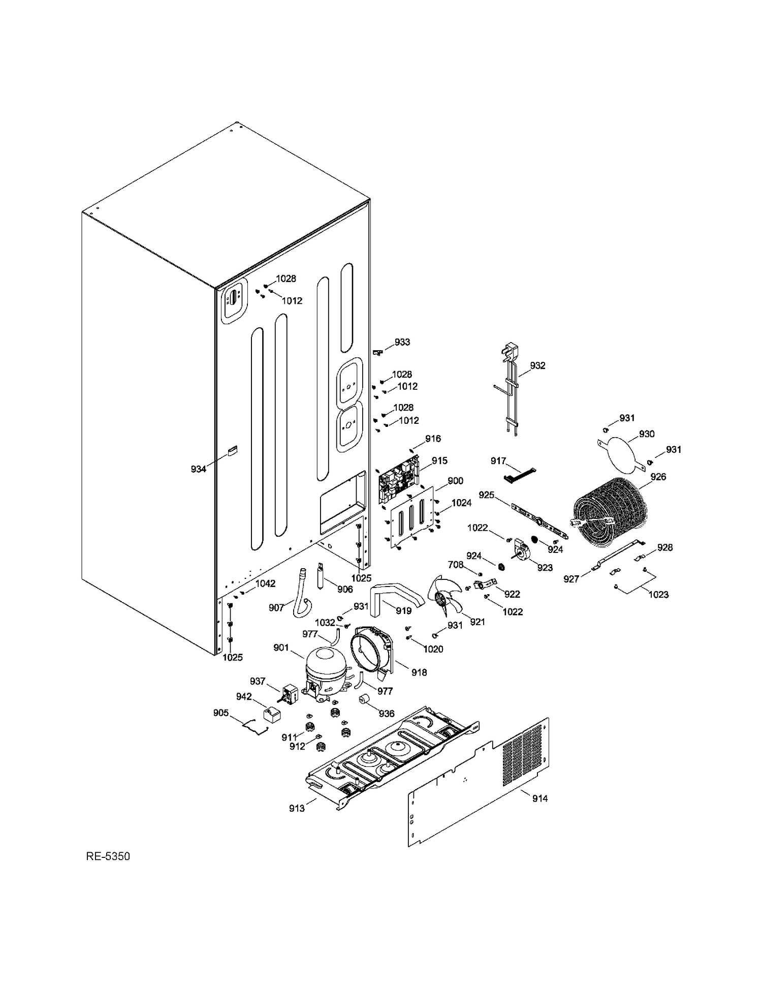 SEALED SYSTEM & MOTHERBOARD Diagram and Parts List for GDSC0KBXERBB  General Electric Refrigerator