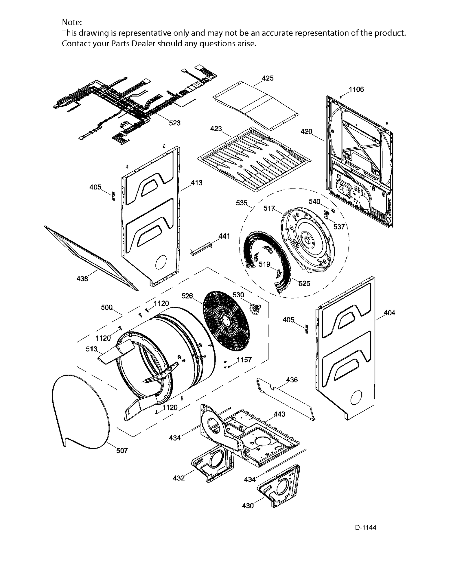 CABINET & DRUM DRYER Diagram and Parts List for GUAP240EM5WW  General Electric Dryer