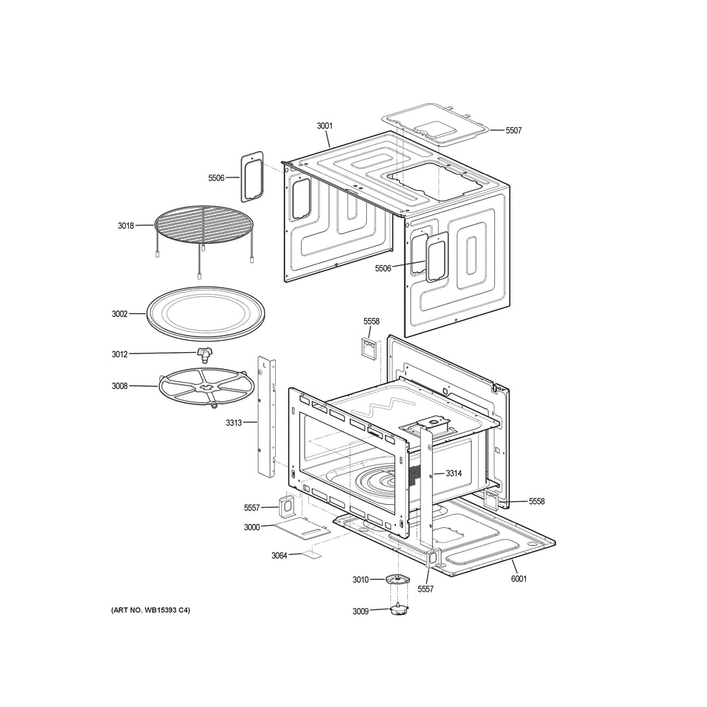 Oven Cavity Parts Diagram and Parts List for PT7800SHBSS  General Electric Microwave Oven Combo