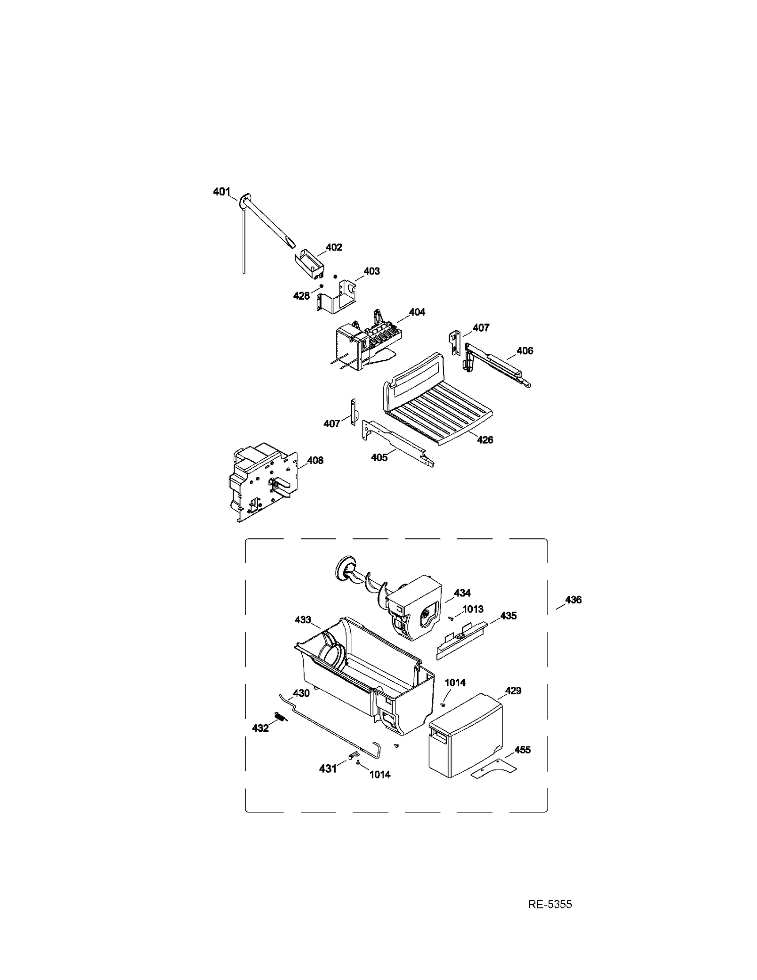 ICEMAKER & DISPENSER Diagram and Parts List for GSRS3KLZDFBS  General Electric Refrigerator