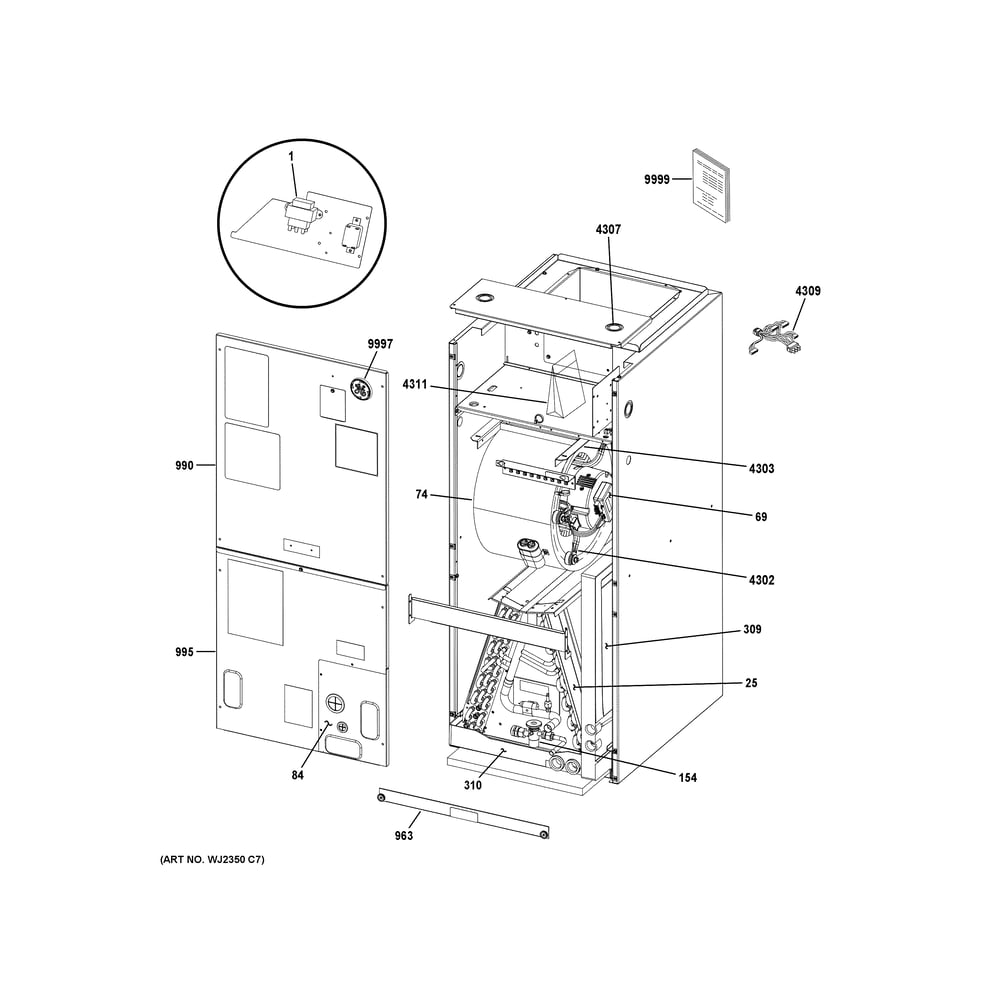 Room Air Conditioner 1 Diagram and Parts List for NAM36E1TA451  General Electric Air Conditioner