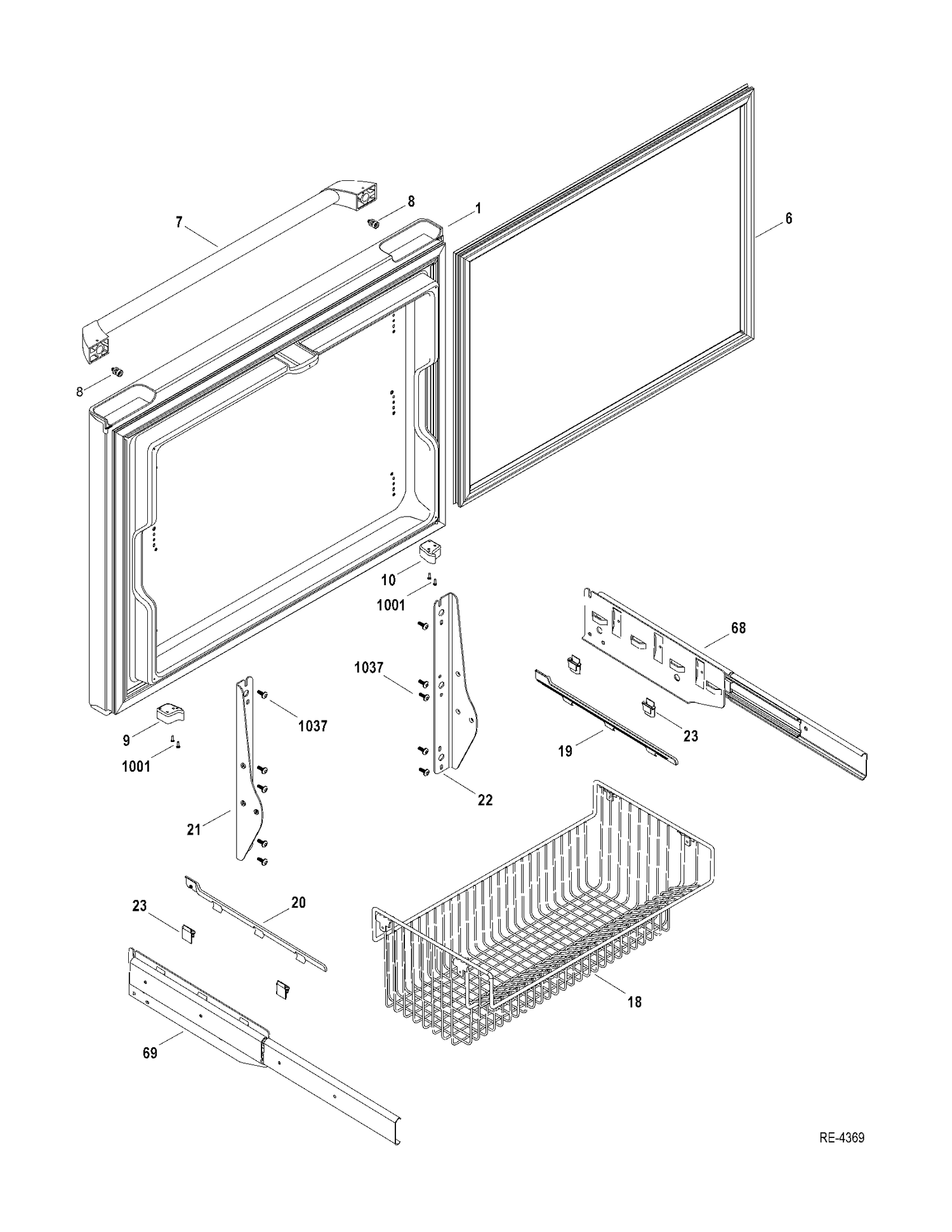 FZ DOOR Diagram and Parts List for CFCP1NIYDSS  General Electric Refrigerator