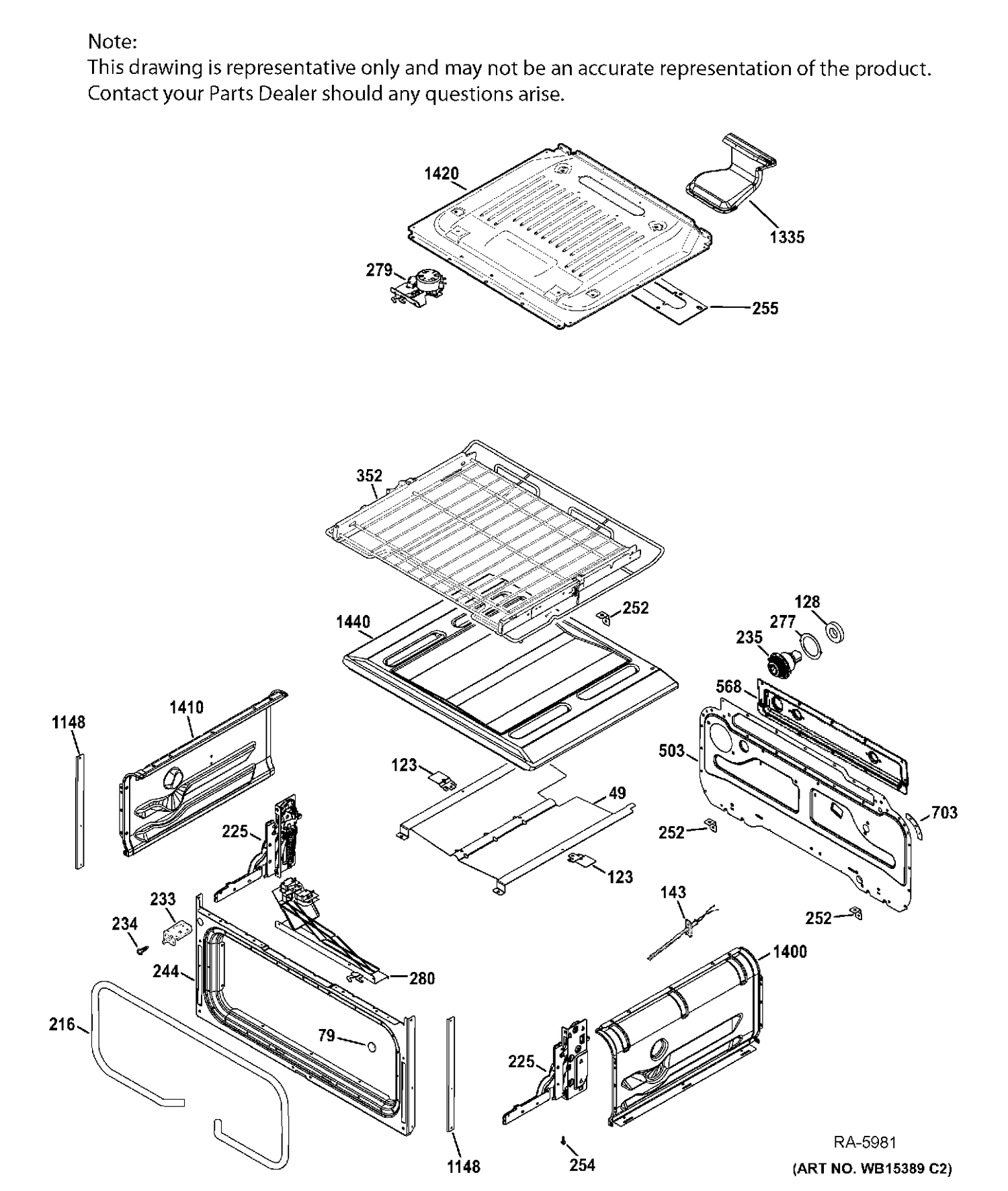 UPPER OVEN Diagram and Parts List for PCGB950SEF2SS  General Electric Range