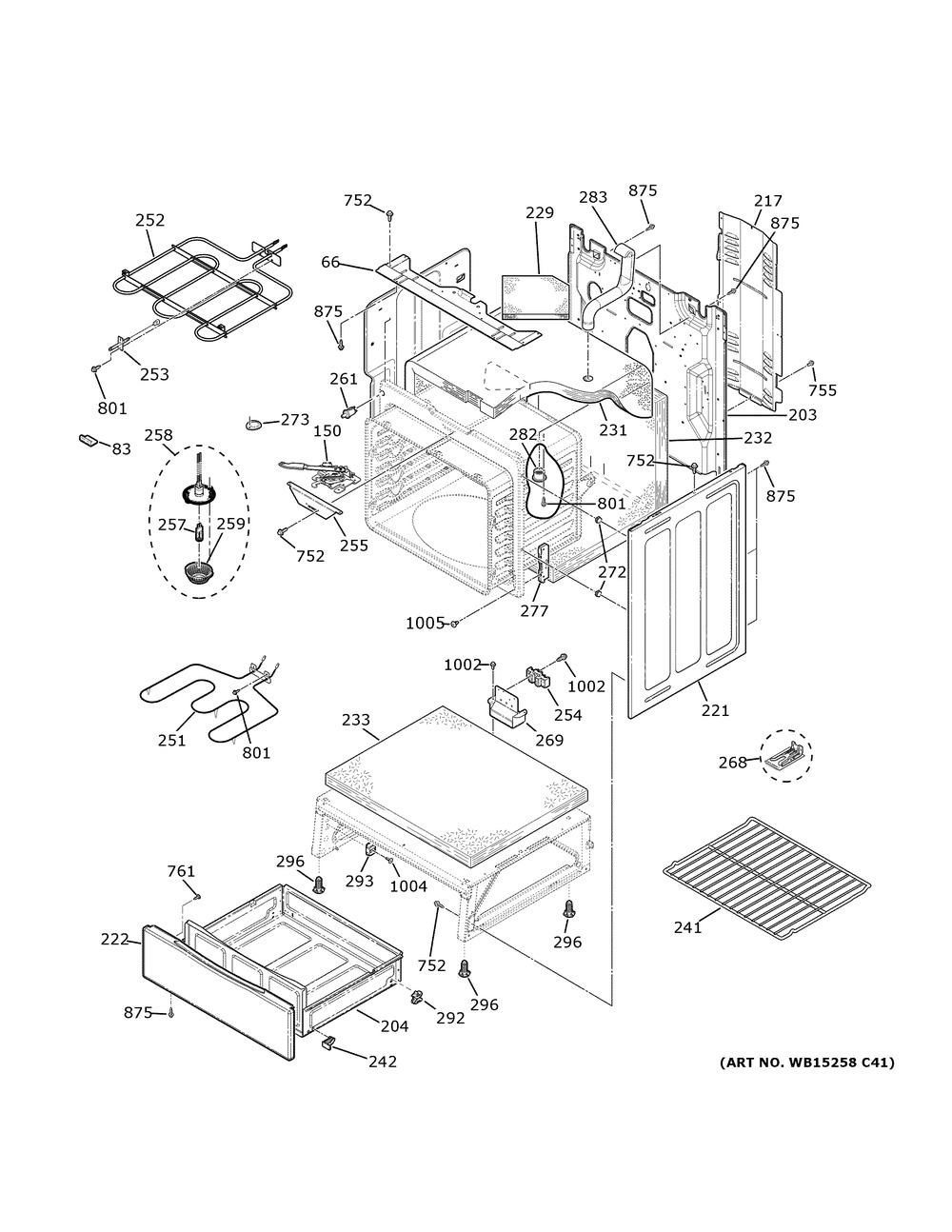 Body Parts Diagram and Parts List for JB655FK7DS  General Electric Range