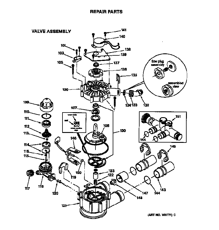 Pump Diagram and Parts List for GNSF39Z01  General Electric Water Softener
