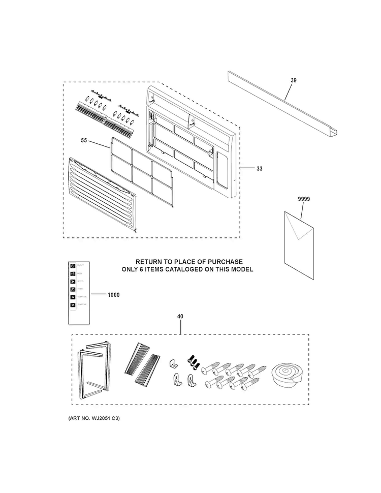 Room Air Conditioner Diagram and Parts List for AHH06LWW1  General Electric Air Conditioner