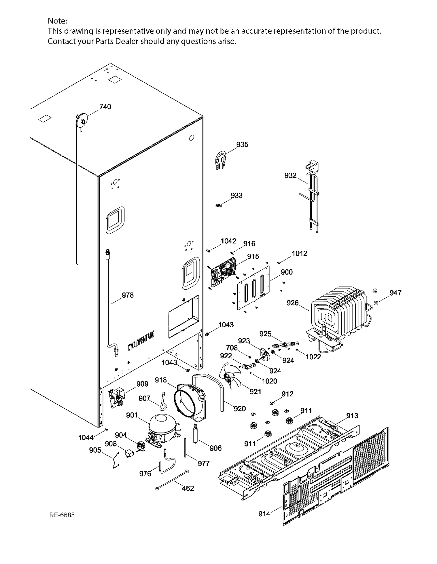 SEALED SYSTEM & MOTHERBOARD Diagram and Parts List for CFE24SSKAKSS  General Electric Refrigerator