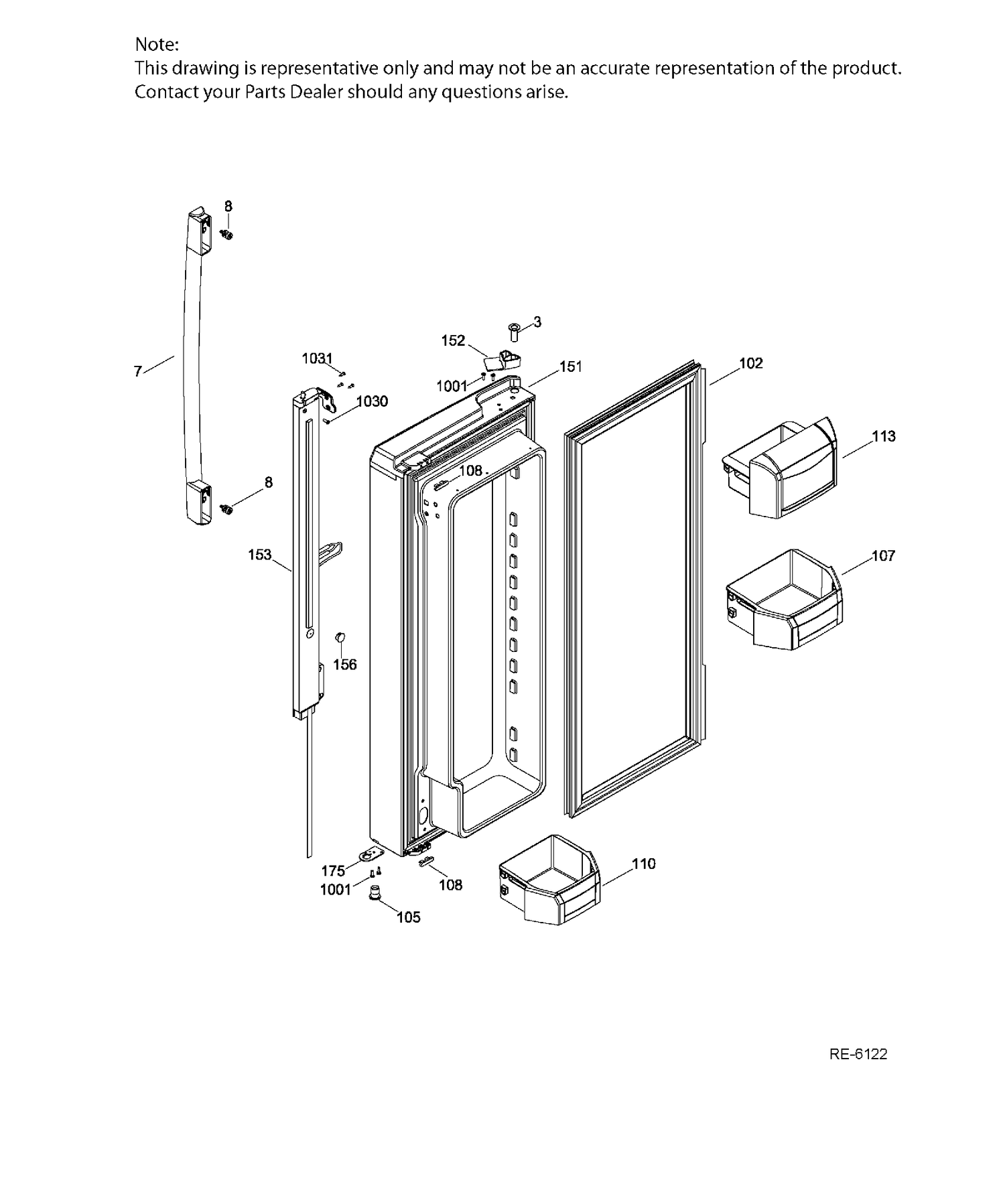 FF DOOR RIGHT Diagram and Parts List for PNQ20KMHBFES  General Electric Refrigerator
