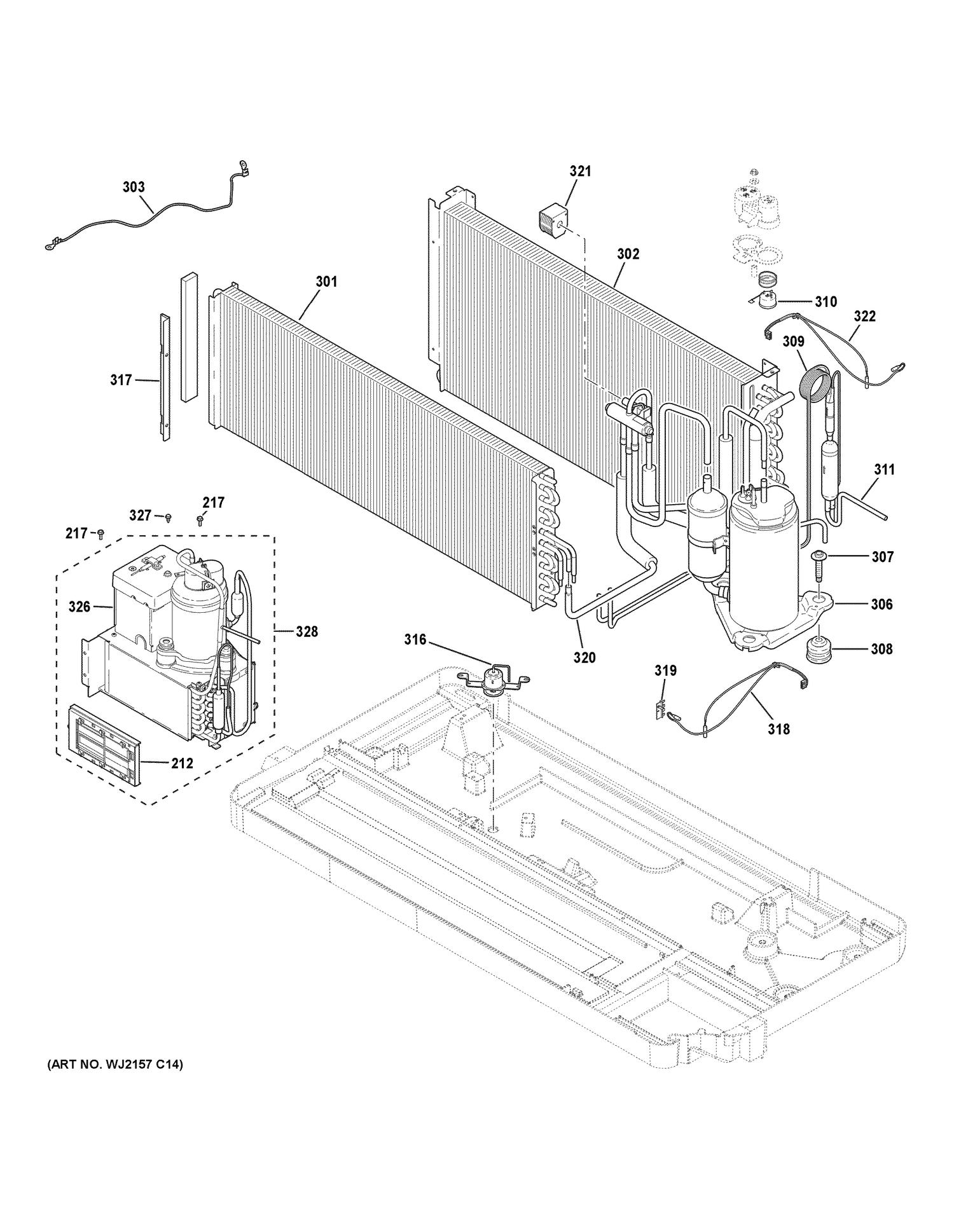 SEALED SYSTEM Diagram and Parts List for AZ65H07EBMW1  General Electric Air Conditioner