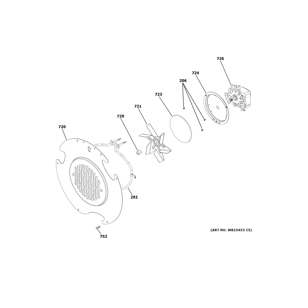 Convection Fan Diagram and Parts List for JGBS86SP4SS  General Electric Range